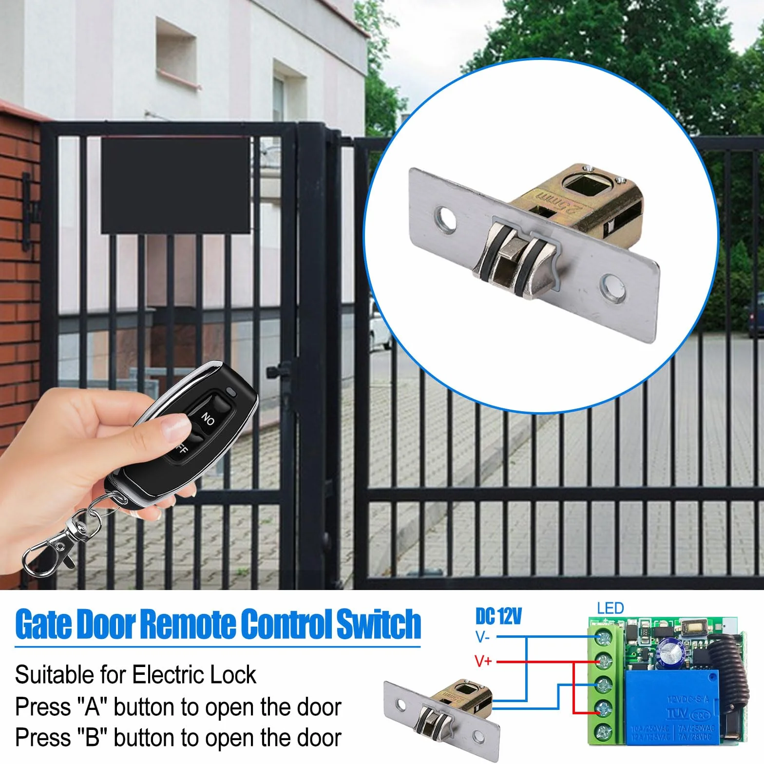 433 MHz Interruttore di controllo remoto senza fili DC 12V 1CH RF modulo ricevitore relè con trasmettitore lungo raggio per apriporta garage
