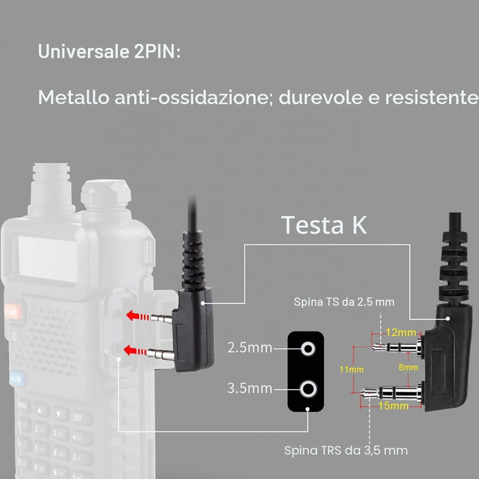 Retevis Cuffie Walkie Talkie 2 Pin Auricolare con Tubo Acustico Trasparente Compatibile RT24 RT22 RT27 RT5 H777 Baofeng UV-5R BF-888S
