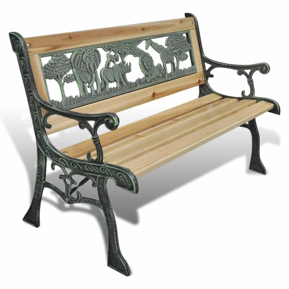 vidaXL Panchina per Bambini Bronzo e Legno Classica Esterni Panca da Giardino