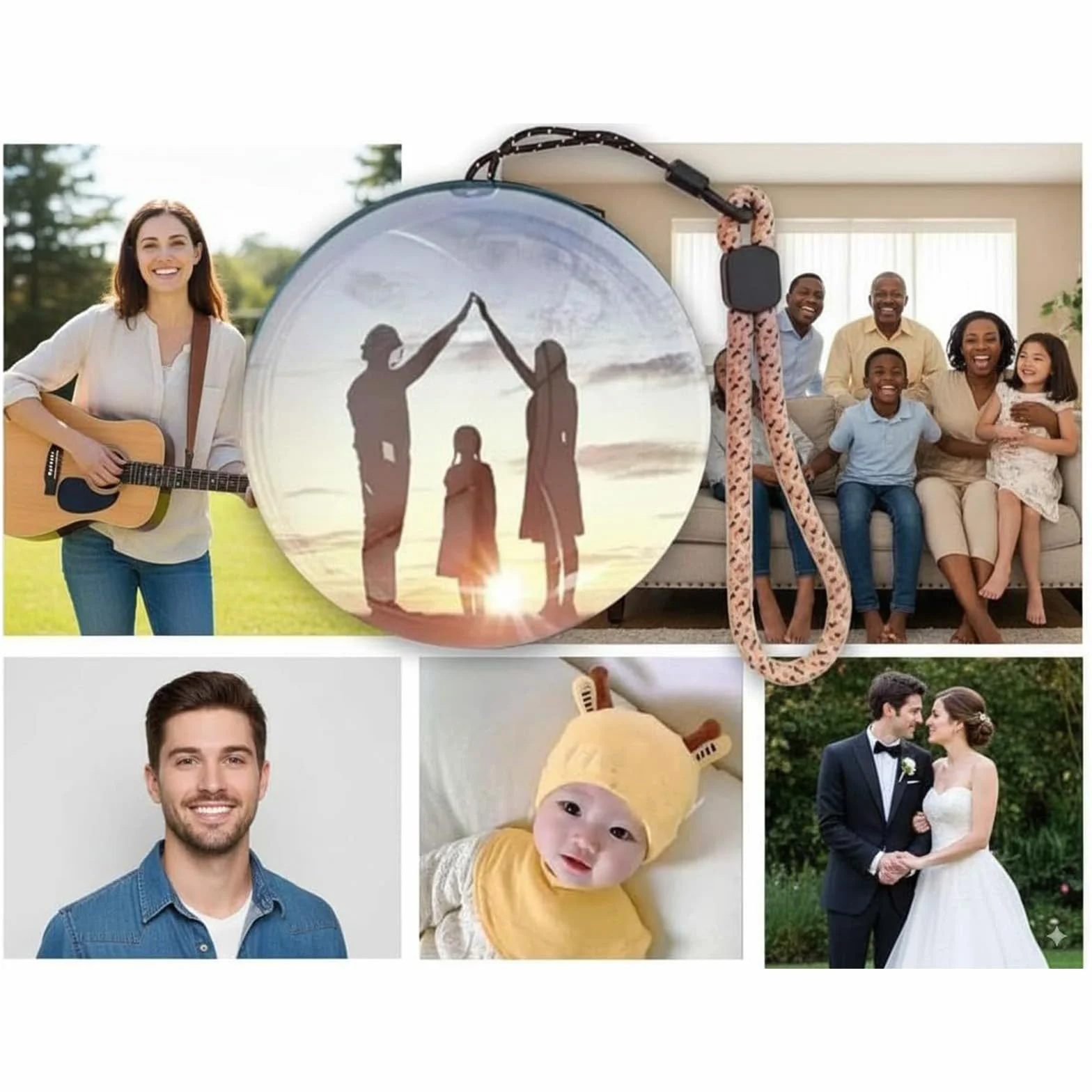 Lettore USB 4 GB Album Fotografico Digitale 7 cm Memoria ABS Cinturino da Polso Rimovibile