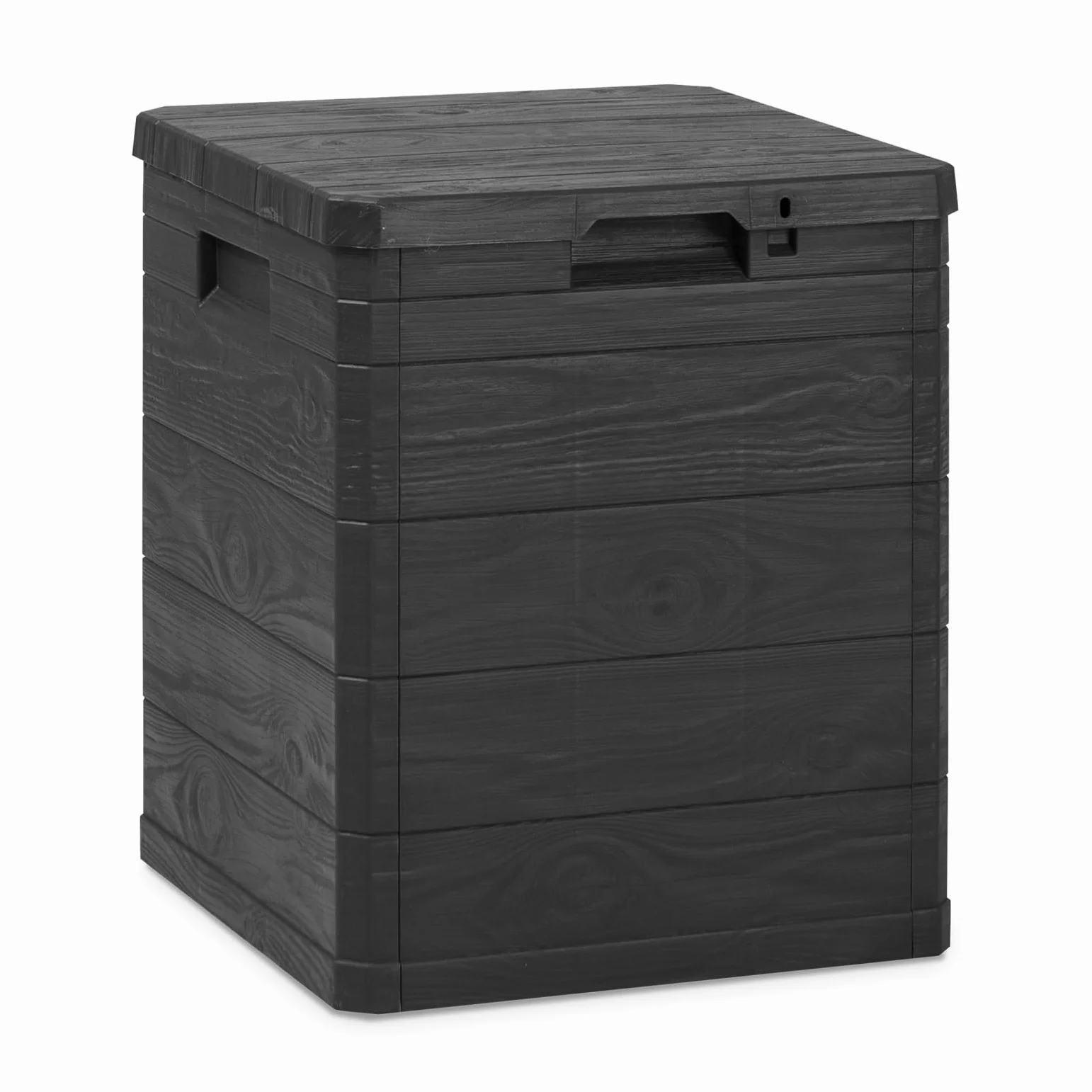 Toomax Multibox Woody's 90 baule da 90L contenitore da esterni antracite 42,5x44x50h effetto legno plastica resistente UV foro lucchetto