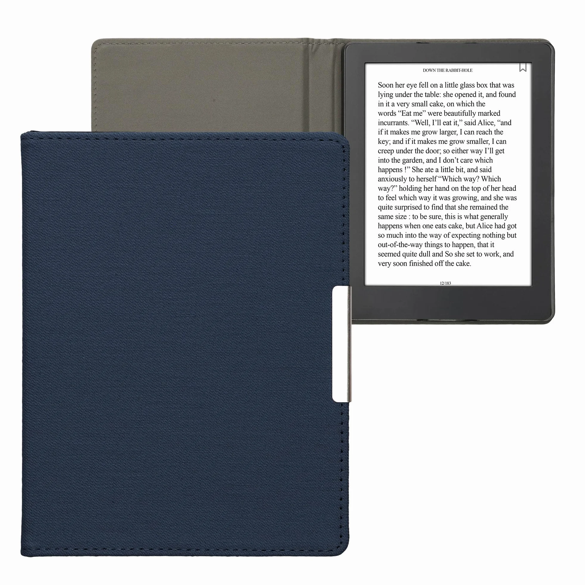 kwmobile Custodia Compatibile con Kobo Aura H2O Edition 2 Cover Jeans Denim Blu Scuro