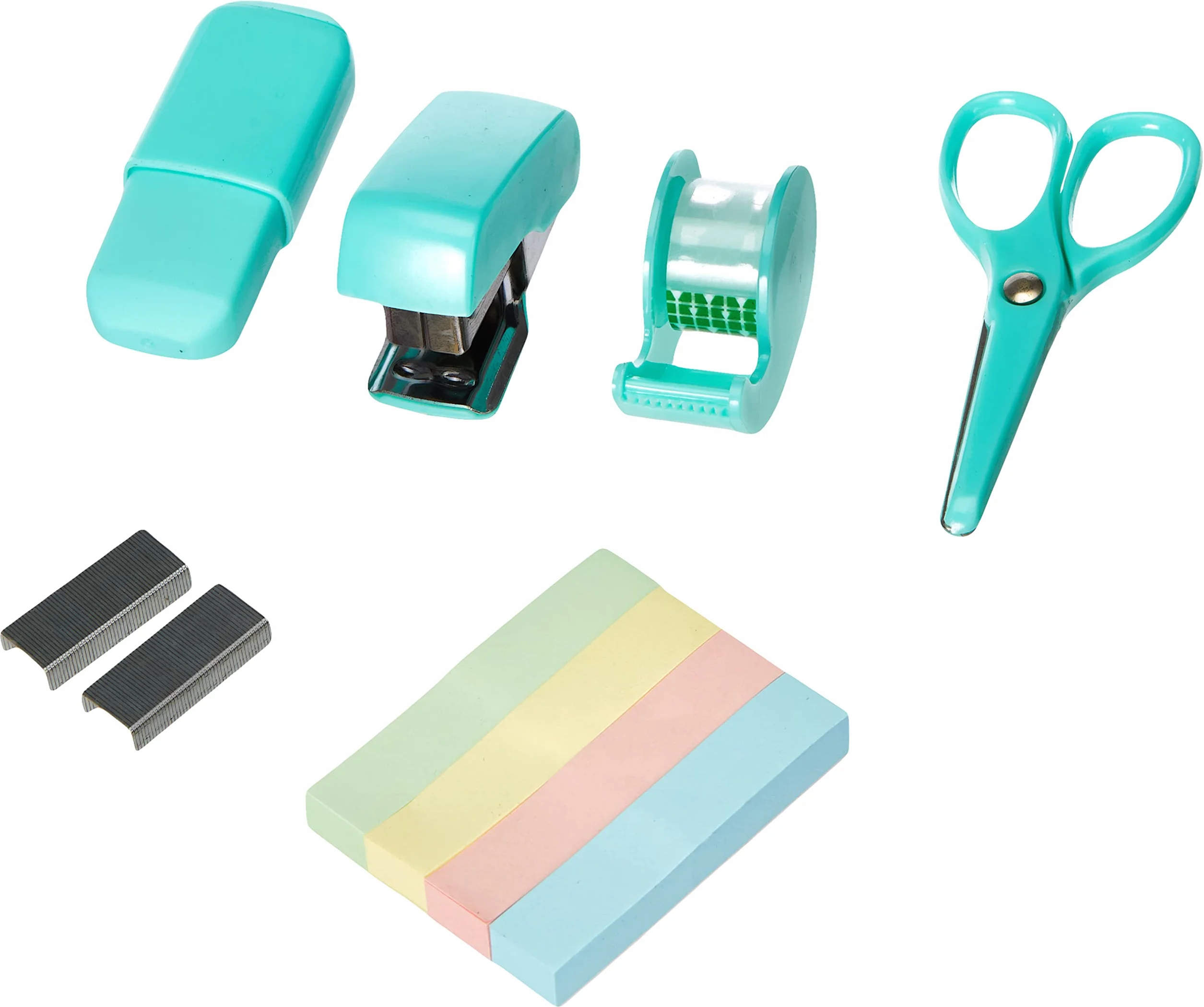 Legami Mini Set di Cancelleria 6 Accessori Forbici Gomma Segnapagina Nastro Adesivo Cucitrice 7x10,5 cm