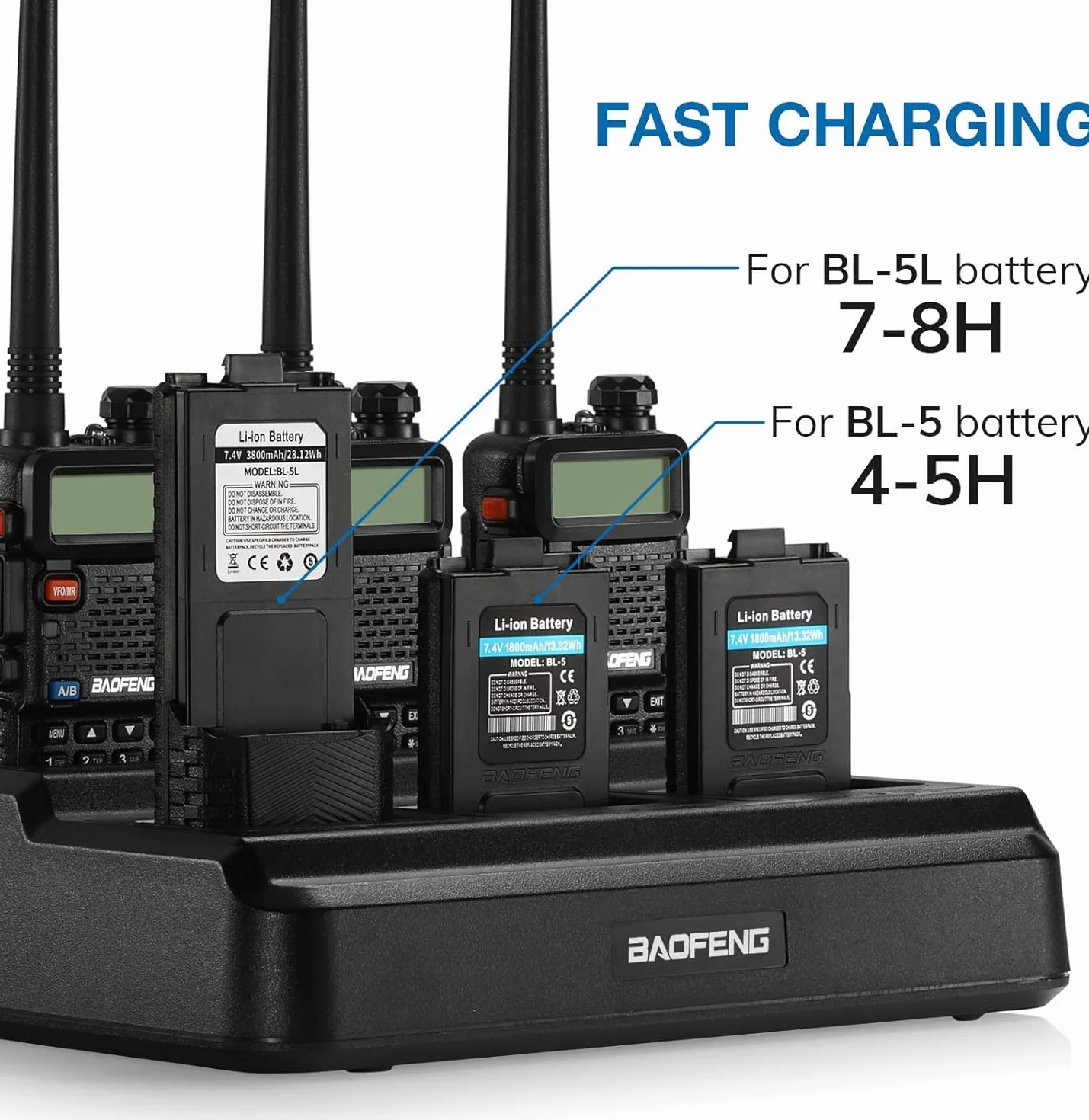 BAOFENG GT-5R UV-5R Ładowarka 6-kanałowa do walkie-talkie i akumulatorów
