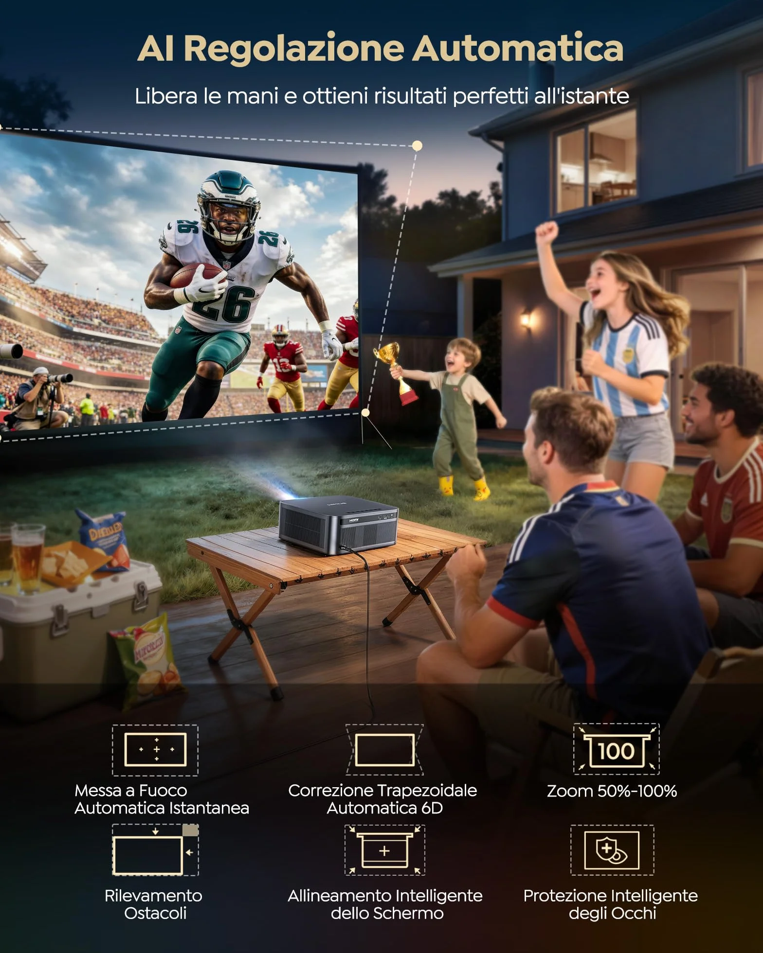 Wimius Proiettore 4K Smart TV 2+32GB Google TV 14.0 MEMC 2200 ANSI 44W Dolby AutoFocus 6D Keystone HDR10 Bluetooth WiFi