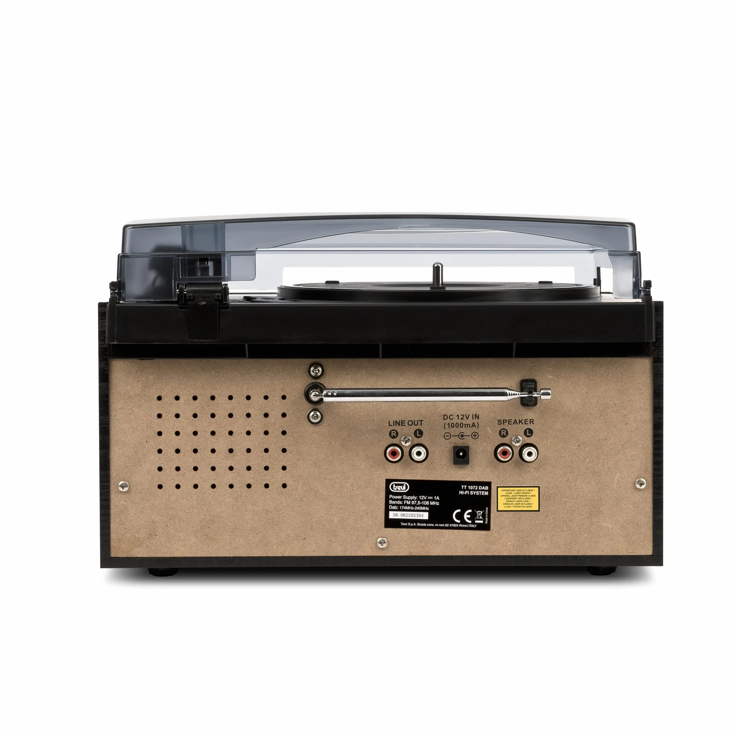 Trevi TT 1072 DAB Giradischi Vintage 25W 3 Velocità CD USB AUX-IN Cassette Radio Digitale Stereo All-in-One Encoding Nero