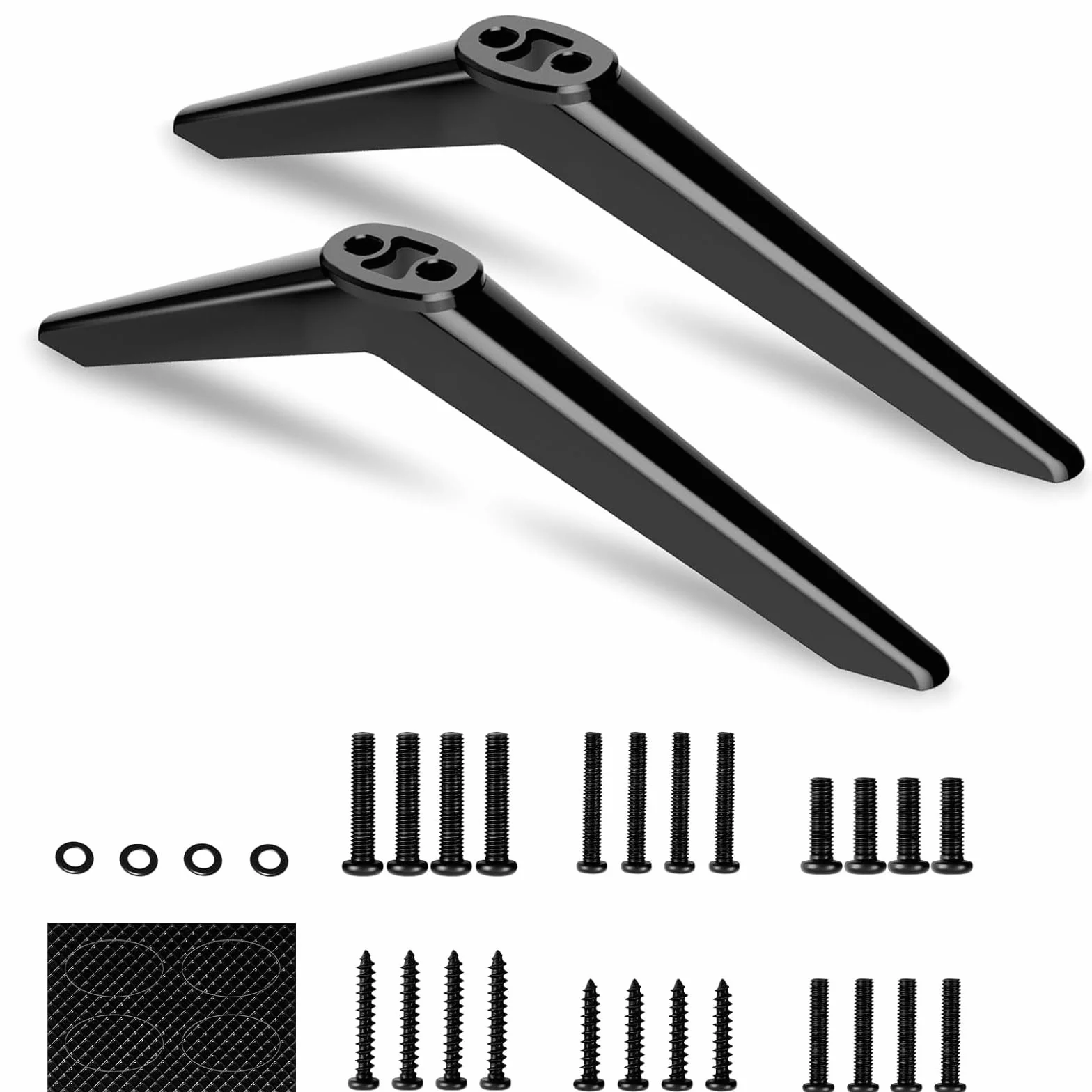 Supporti universali per TV, piedini 20-65 pollici, gambe di supporto, set viti (nero)
