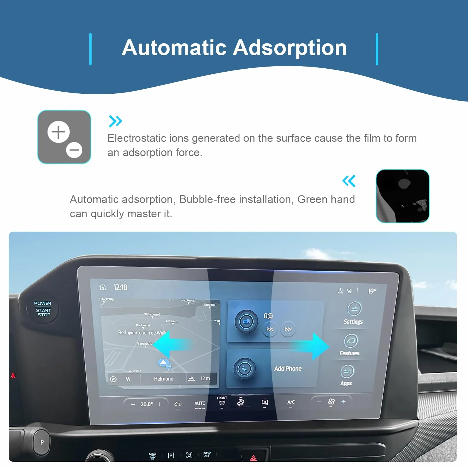 Pellicola Protettiva per Navigazione 13" Compatibile Ford Tourneo Custom Transit 2024-2026 SYNC 4 Touchscreen Antigraffio