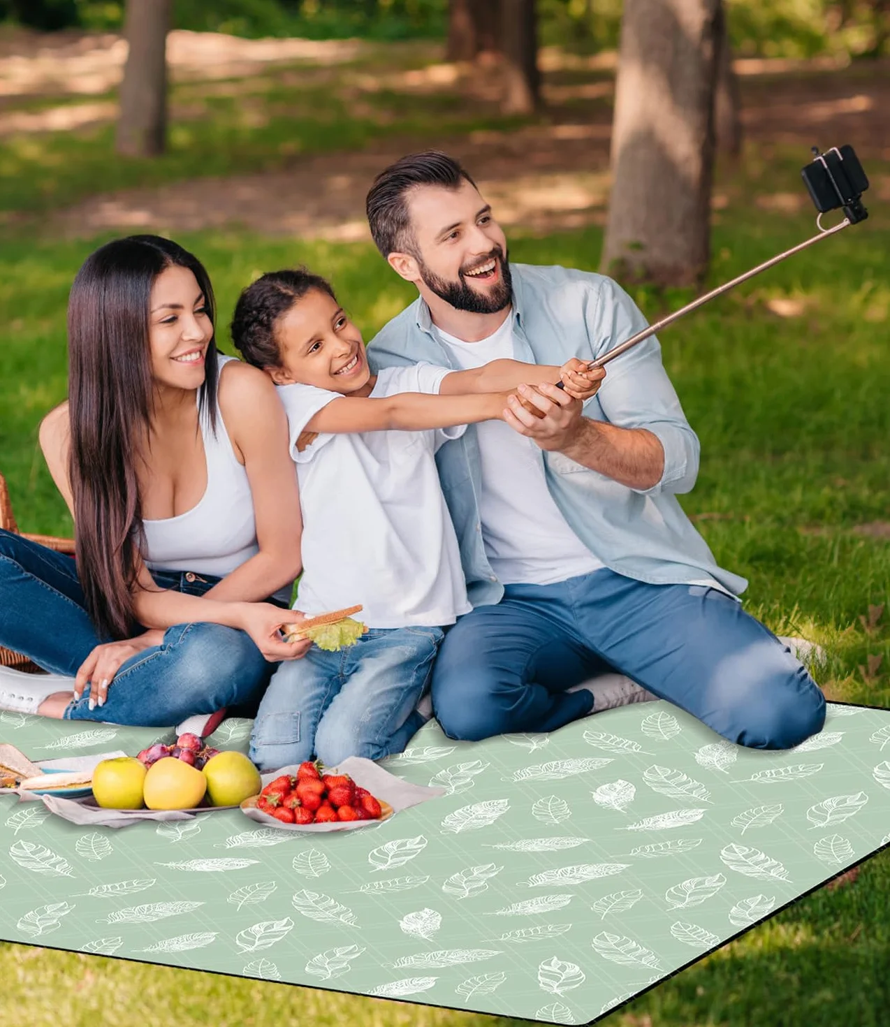 Coperta da Picnic Impermeabile Lavabile XXL 200x200 cm Verde