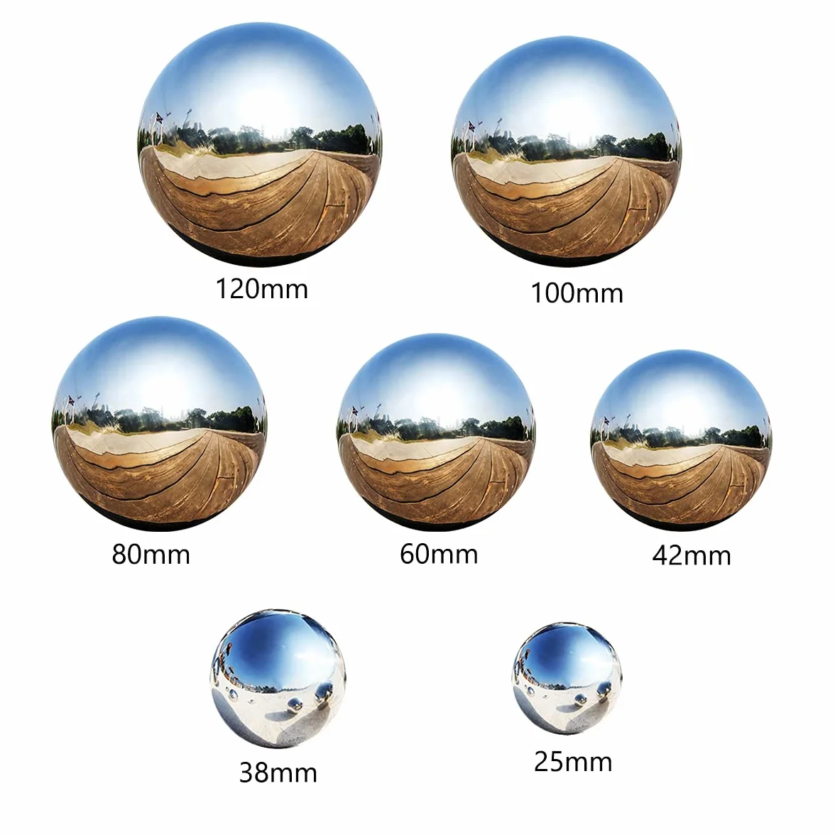 15 Pcs Sfere Decorative da Giardino Sfera da Osservazione in Acciaio Inox 25-120 mm Sfera da Giardino Riflettente Lucidata a Specchio Sfere Galleggianti per Laghetto Globo Senza Cuciture