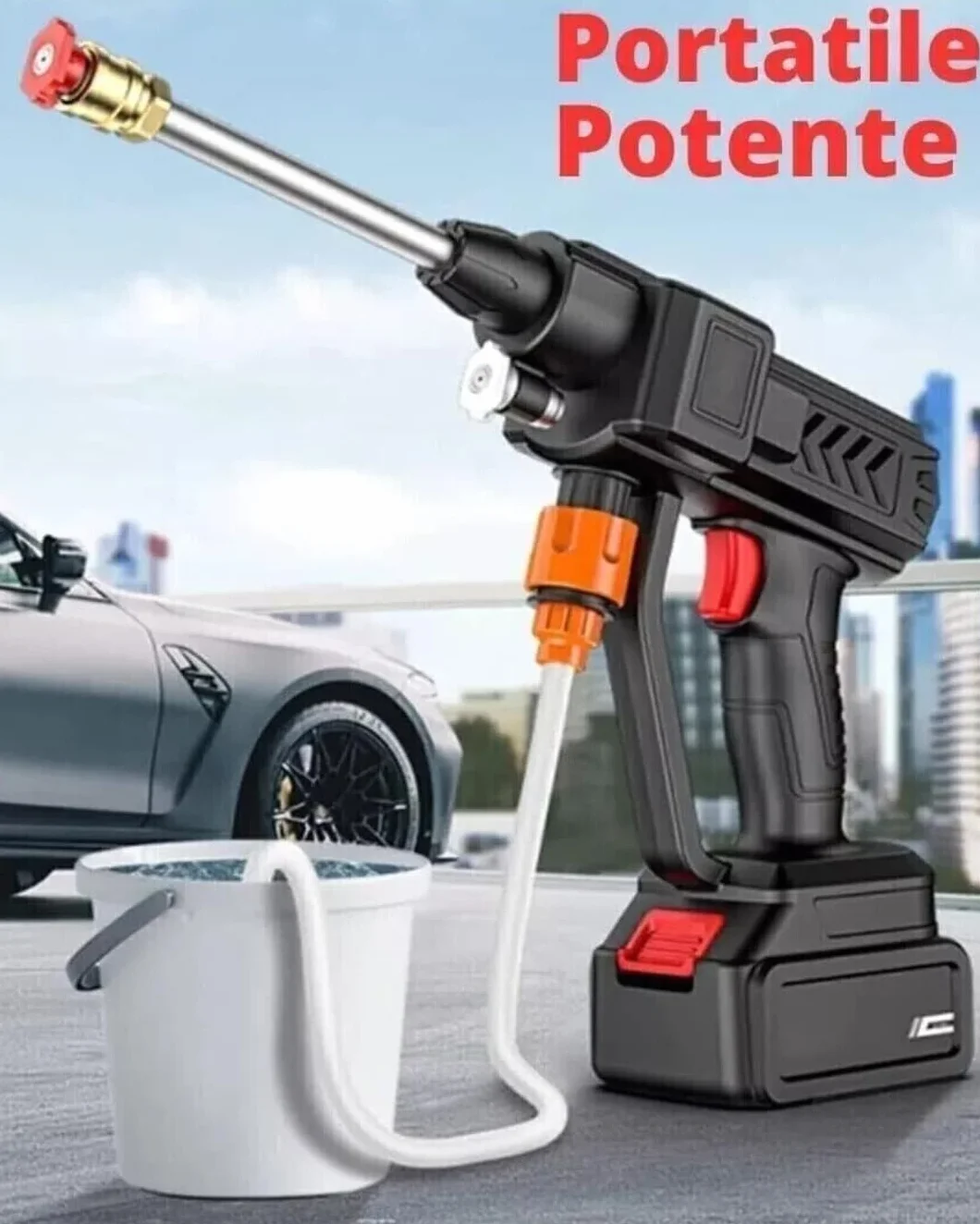 A.M.C. Idropulitrice a batteria 42V Idropulitrice Professionale portatile con 2 batterie 8000mAh e Tubo da 5M Idropulitrice ad alta pressione a batteria per il lavaggio di auto Pulizia di pavimenti