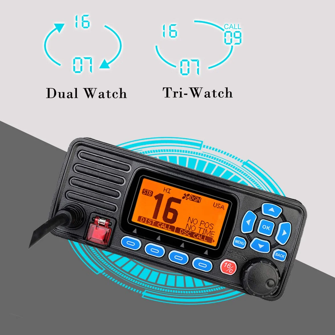 Retevis RA27 Ricetrasmettitore VHF Marino Portatile Impermeabile IP67 DSC GPS 88 Canali