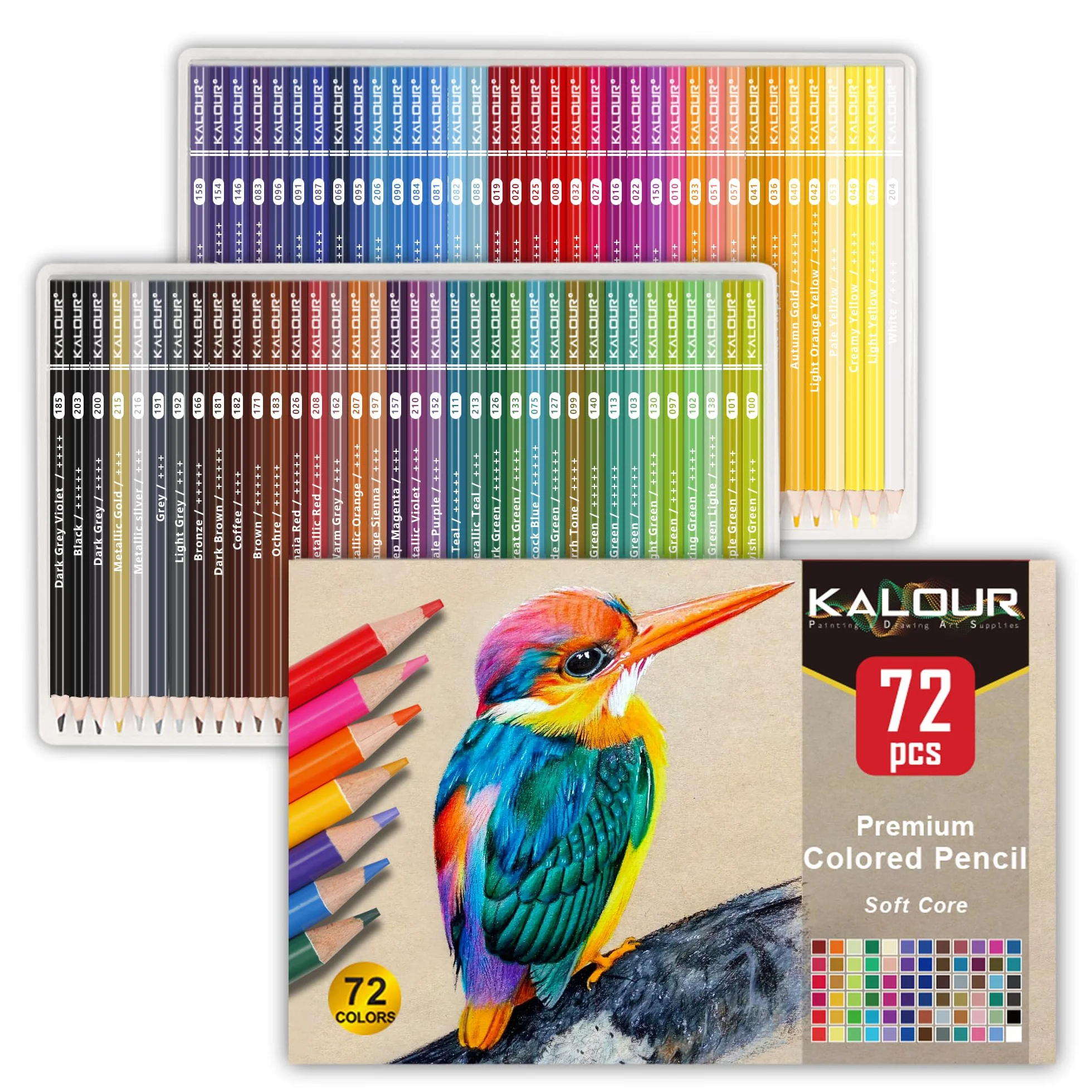KALOUR 72 matite colorate morbide per disegno ombre artisti adulti principianti