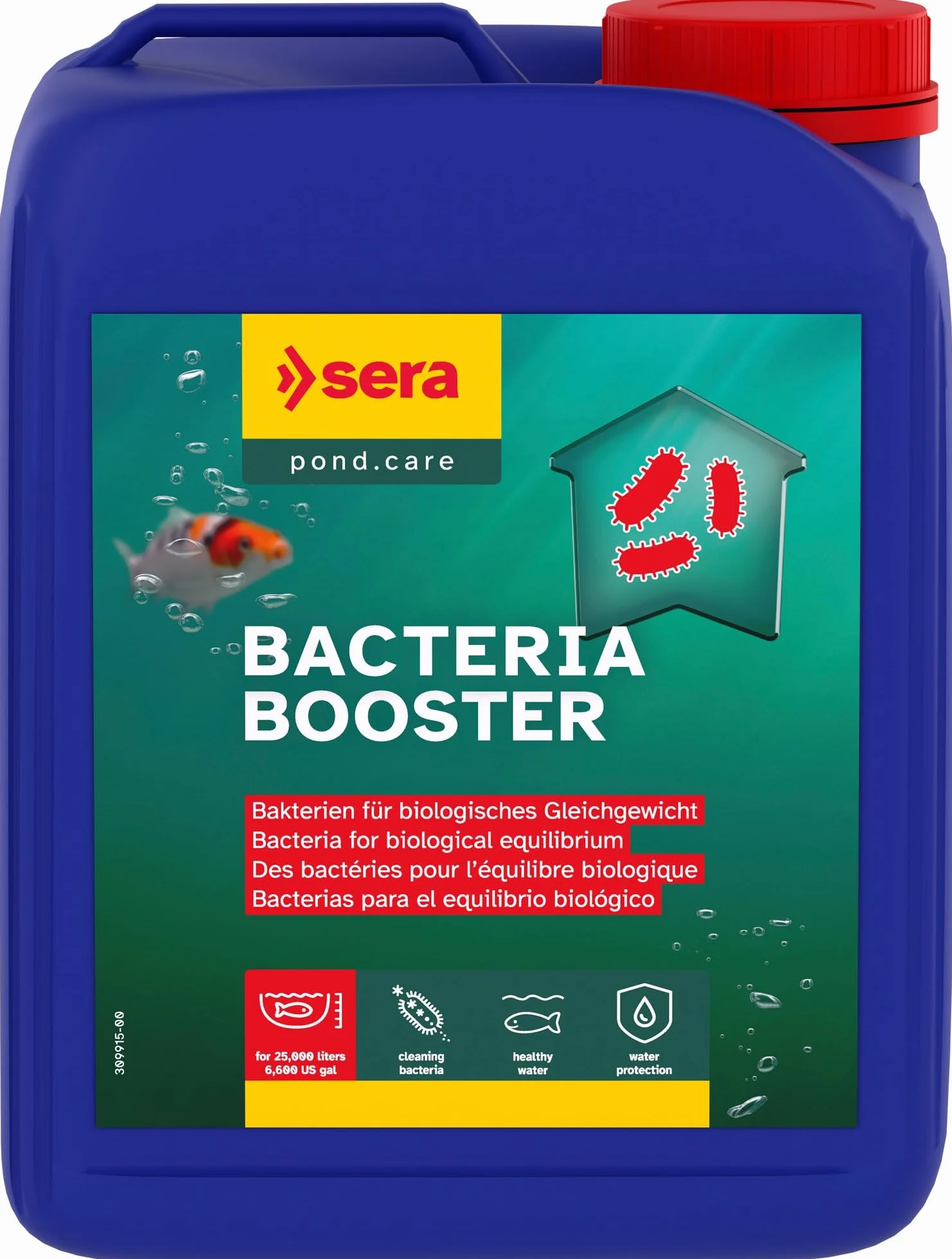 sera pond Bacteria Booster 2,5 L | biocondizionatore per laghetti 2.500 ml | elimina le sostanze nocive | decomposizione di ammonio & nitriti | per acqua sana nel laghetto