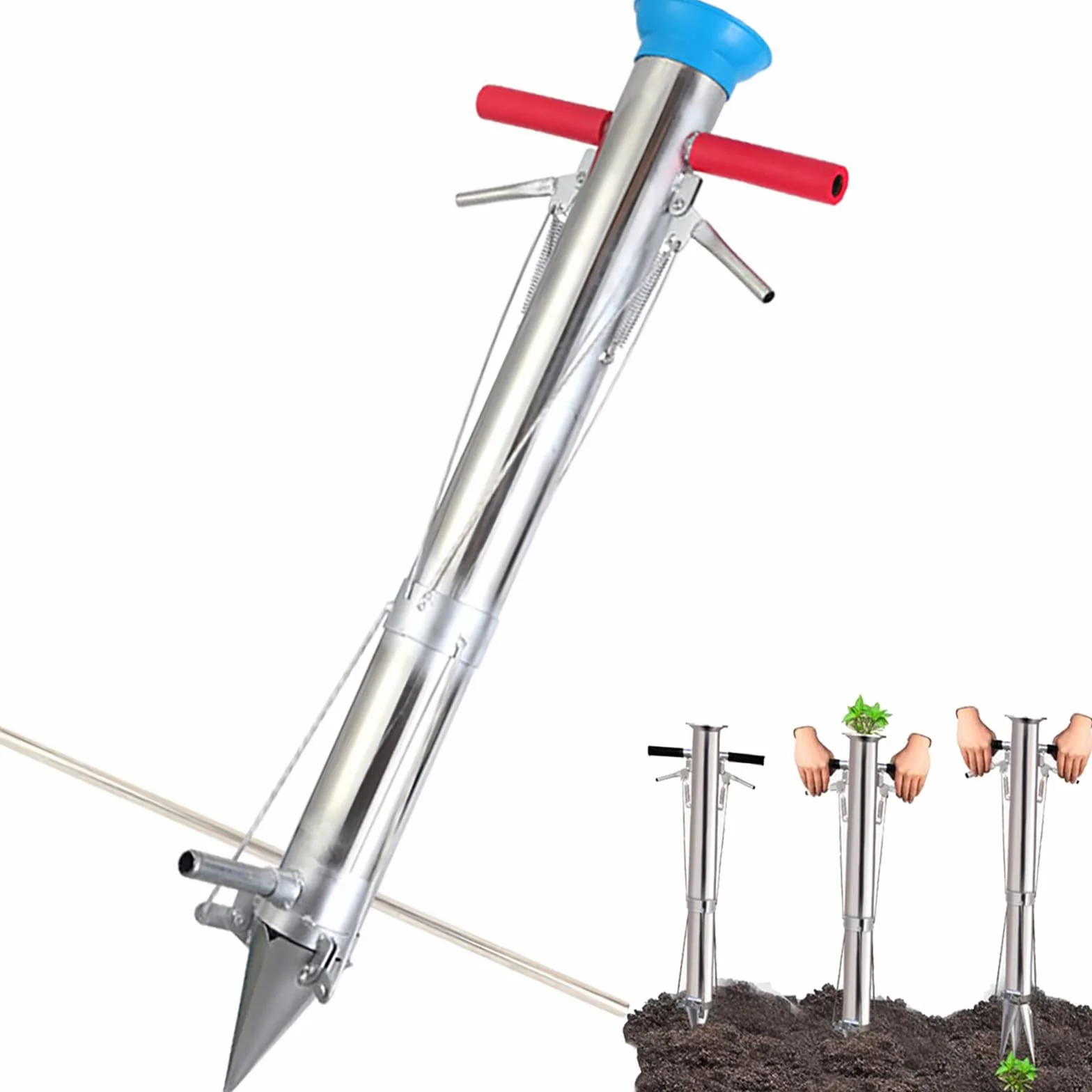 Piantatore Professionale Transplanter Veloce 3 Bocche con Distanziatore Trapiantatore Piantine Bulbi Semi Piante Giardino Orto Consente di Lavorare in Posizione