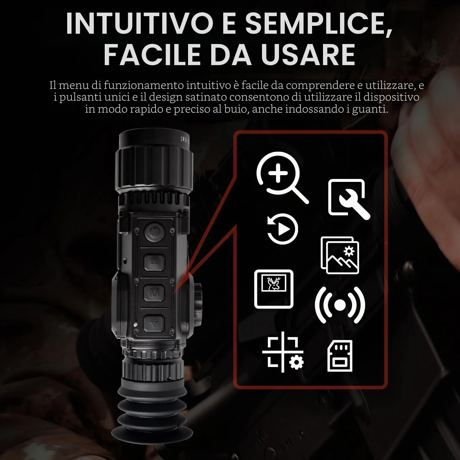 Cannocchiale Termico per Fucile X350 Display Micro-OLED HD 1024x768 1100m 35mm 10h WiFi 64GB