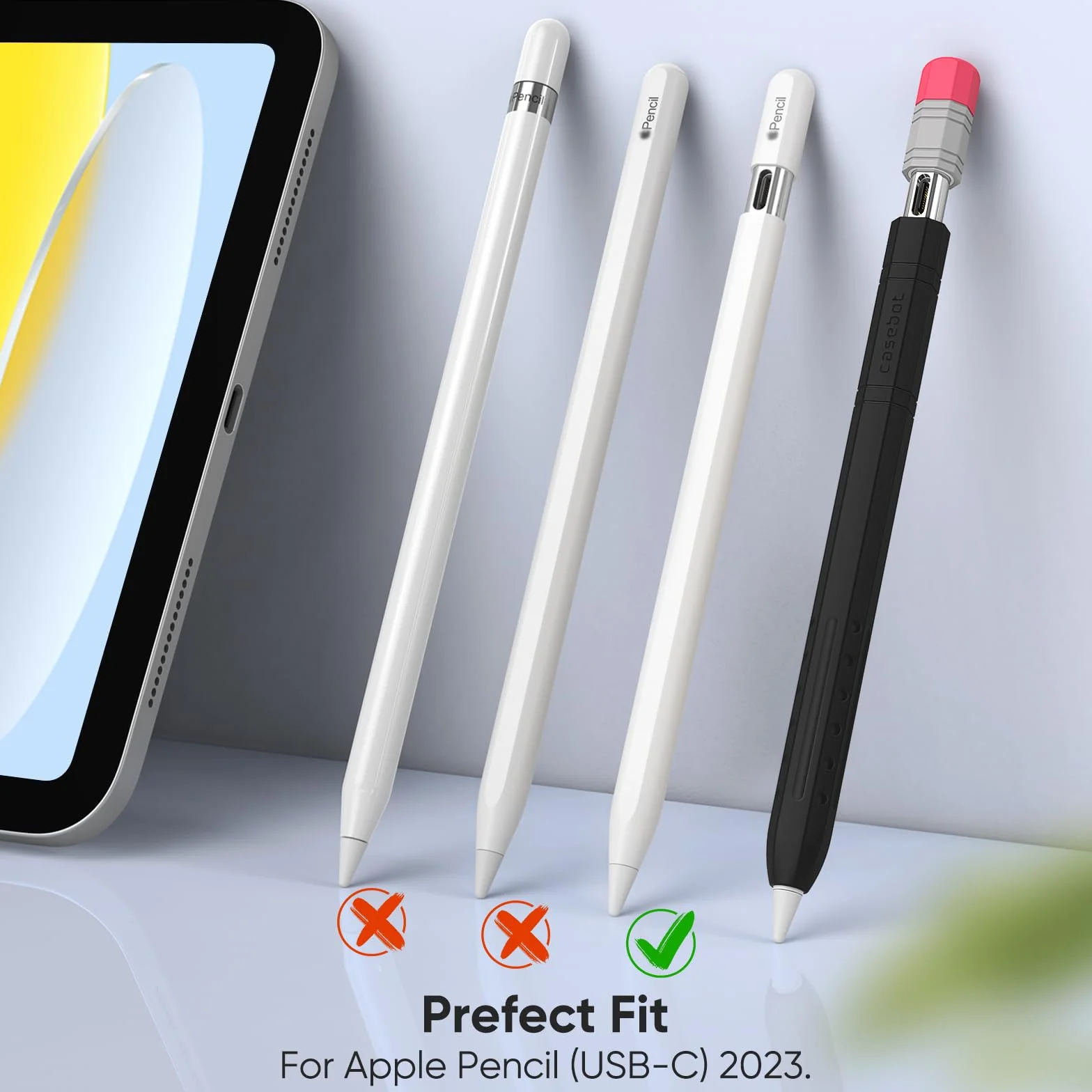 FINTIE Custodia in Silicone per Apple Pencil USB-C, Cover Protettiva Antiscivolo, Supporto Magnetico Nero