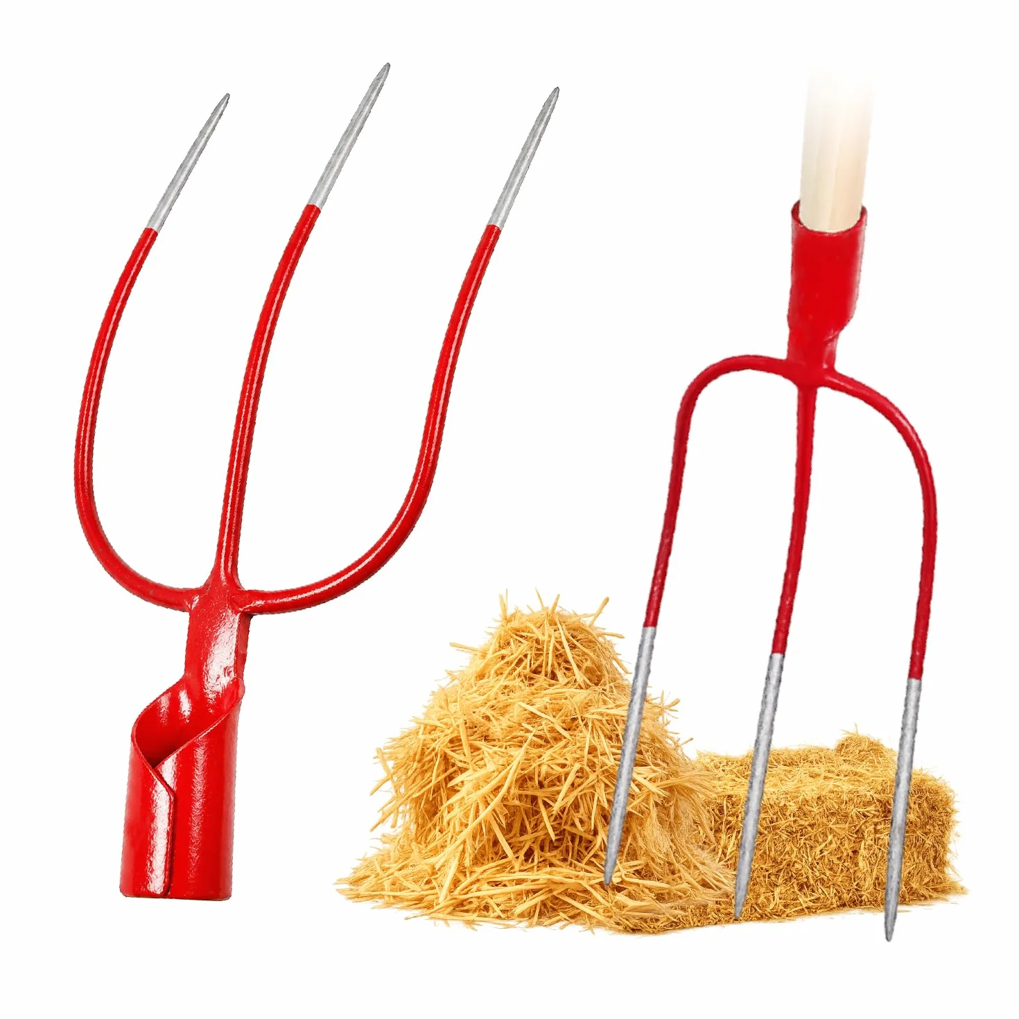 Crisalide® Forca per Fieno a 3 Denti Senza Manico – Forca in Acciaio Forgiato per Paglia, Fieno, Erbacce e Uso Agricolo Professionale