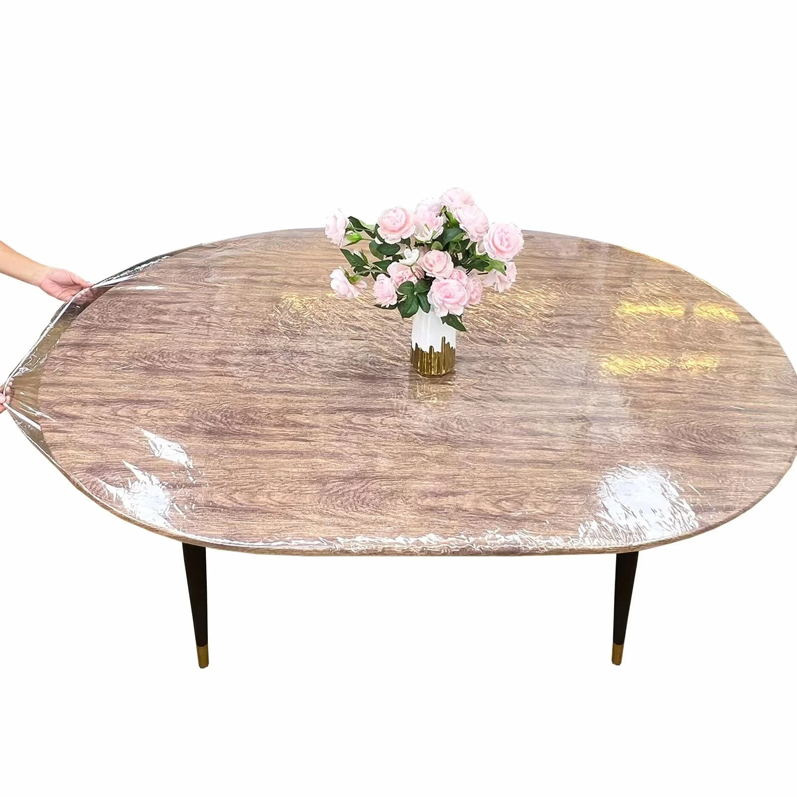 Tovaglia ovale in vinile trasparente impermeabile 106 x 152 cm