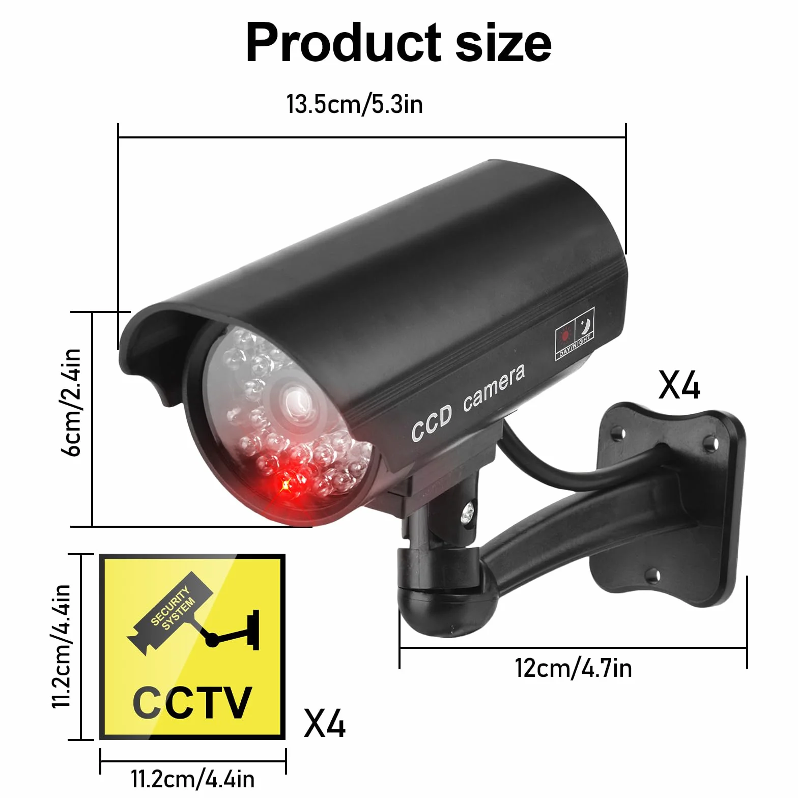 GAOUTO 4 Pezzi Telecamera Finta CCTV con LED Lampeggiante Esterna per Casa