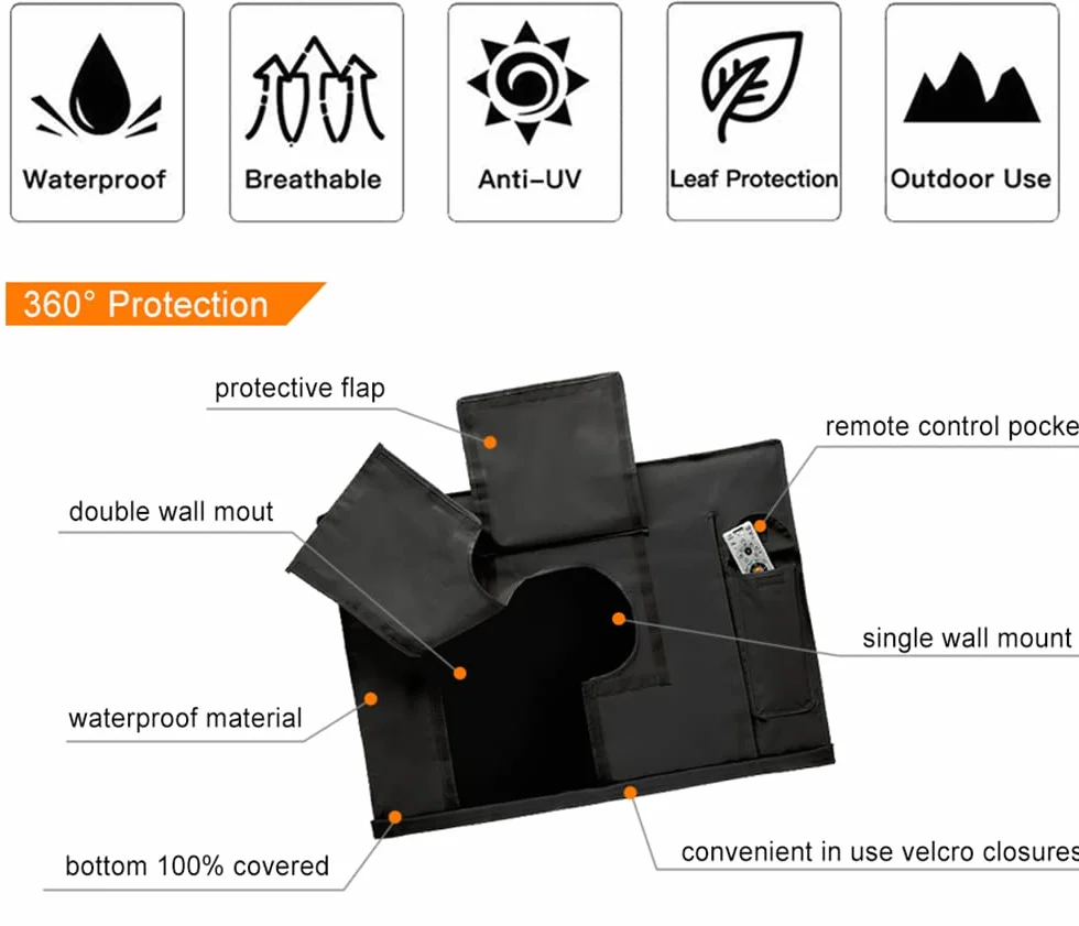 Copertura per TV da esterni 55-58 pollici, tessuto Oxford 600D impermeabile antipolvere anti UV