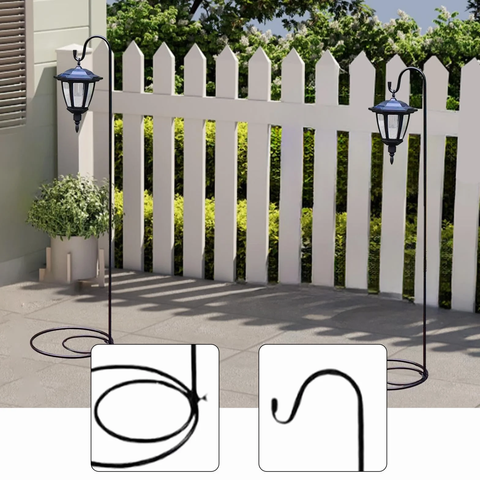 Baoblaze 2 Pezzi Supporti Tipo Gancio da Pastore per Esterni con Base Piatta, 120 Cm, Ferro