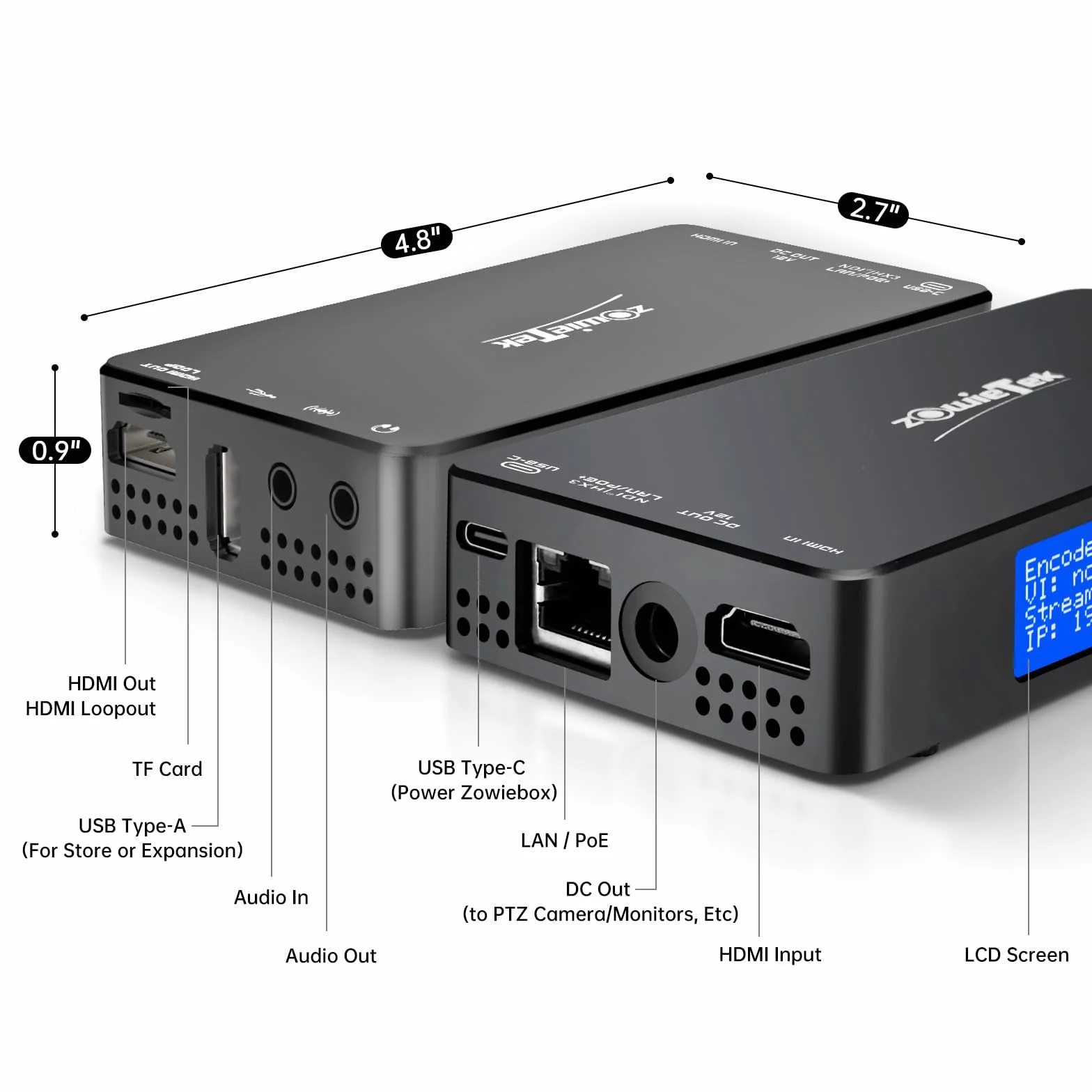 ZowieBox NDI Codificatore video HDMI 4K HX3 Convertitore UVC a HDMI Acquisizione Streaming live SRT RTMP RTSP