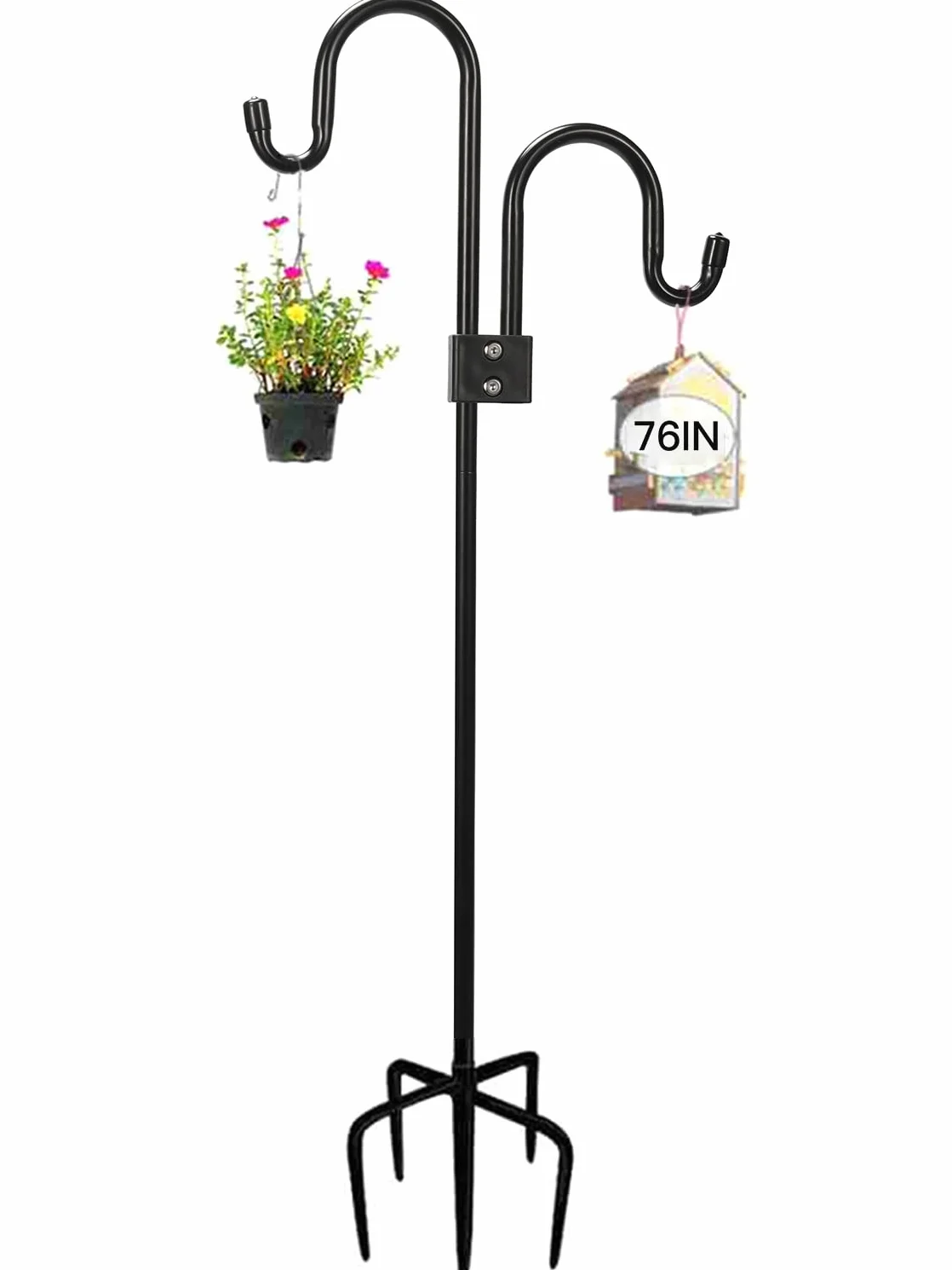 Gancio da Pastore per Esterni Doppi Ganci 193 cm 5 Basi Metallo Regolabile