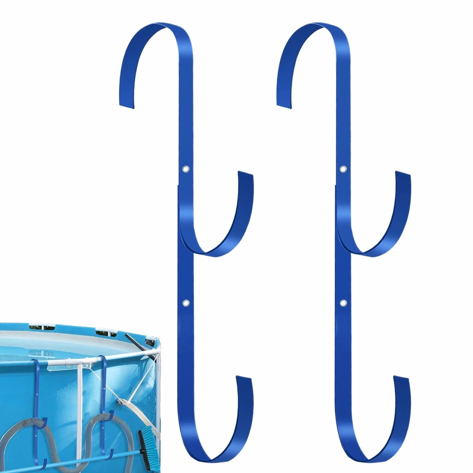 Generico Ganci Per Aste Da Piscina - Portaganci Resistente - 2 Ganci per attrezzi recinzione piscina,per Retino Spazzola Rete Tubo Aspirapolvere Giardino Cortile Muro Ringhiera