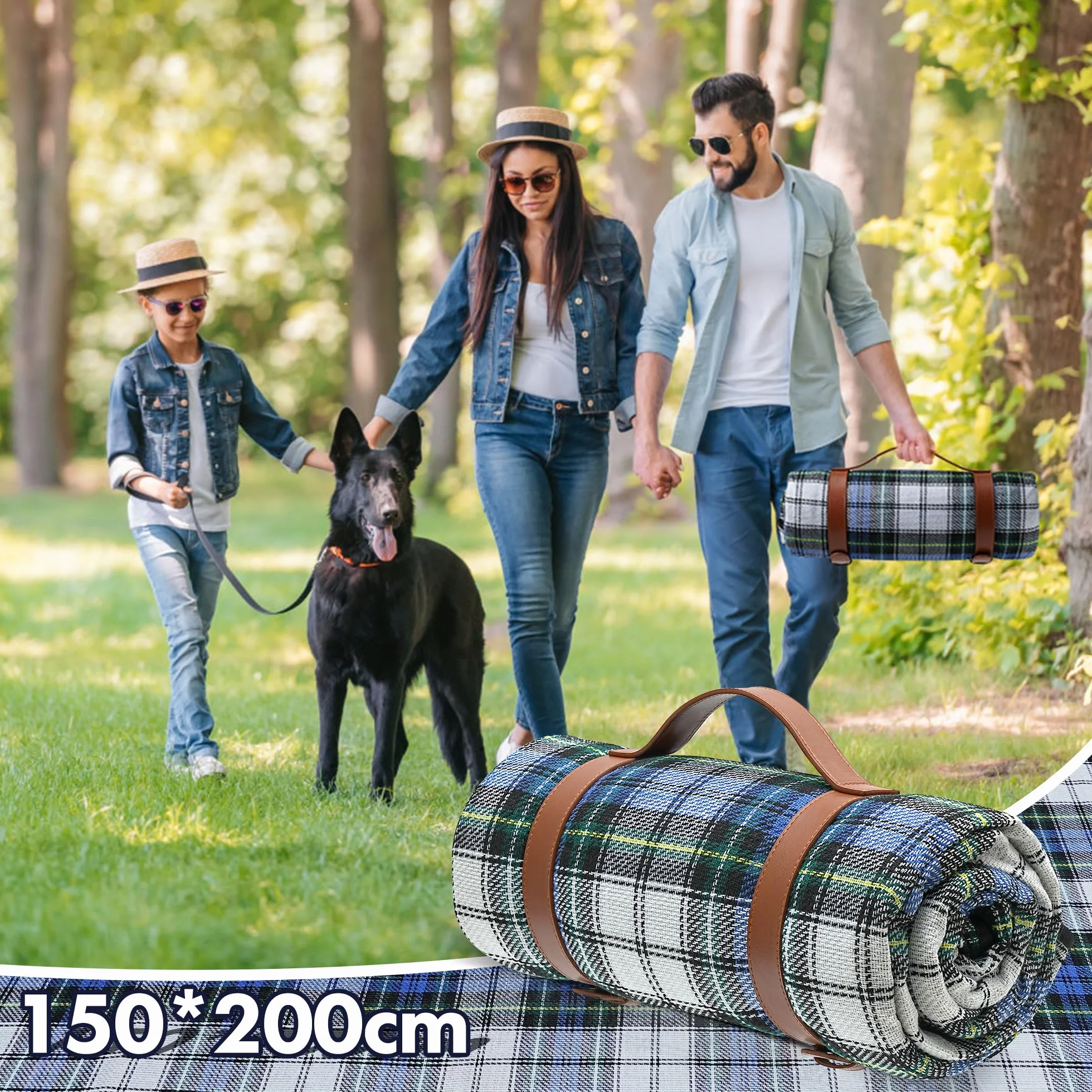 TRIXES Coperta da picnic XL impermeabile con maniglia per trasporto