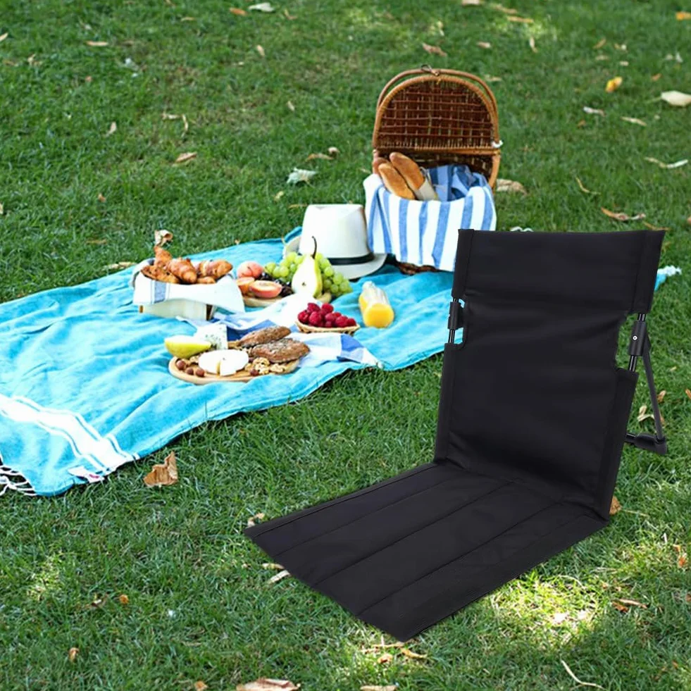 CEWROM Sedia da spiaggia con schienale, sedia da pavimento, cuscino pieghevole, per esterni, portatile, per meditazione, spiaggia, pieghevole, leggera