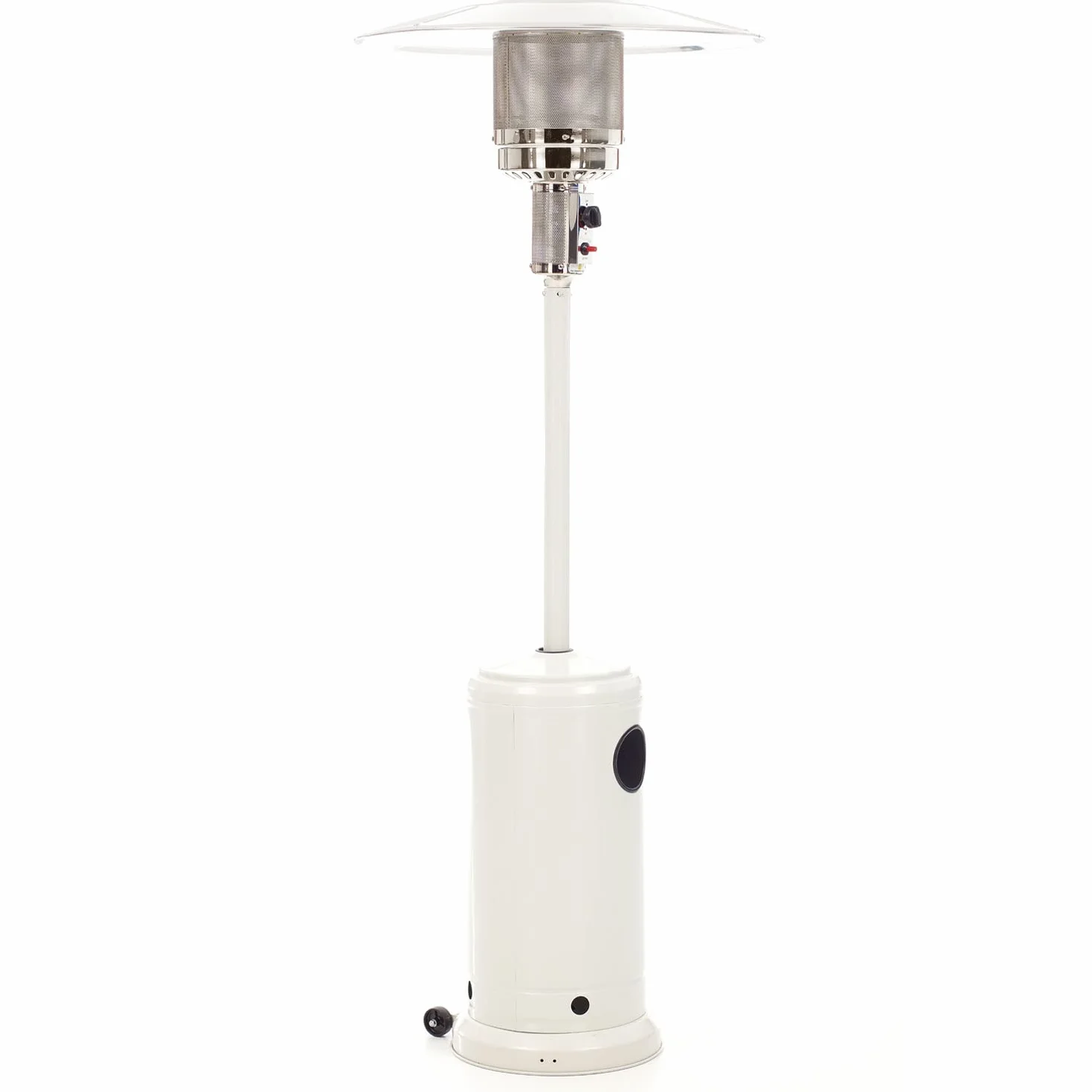 Marvin Stufa a gas bombola gpl Fungo da Esterno portatile con ruote acciaio 20mq giardino patio riscaldante 13KW (Bianco)
