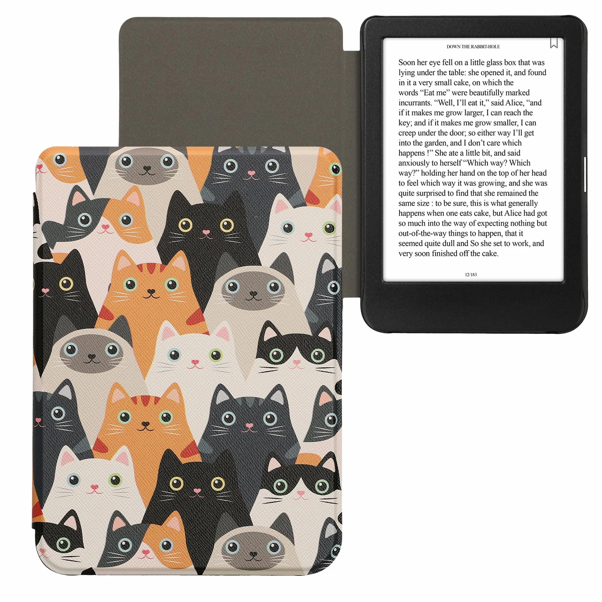 kwmobile Custodia eReader Kobo Clara BW/Colour Cover Flip Case arancione/nero/bianco Gatti