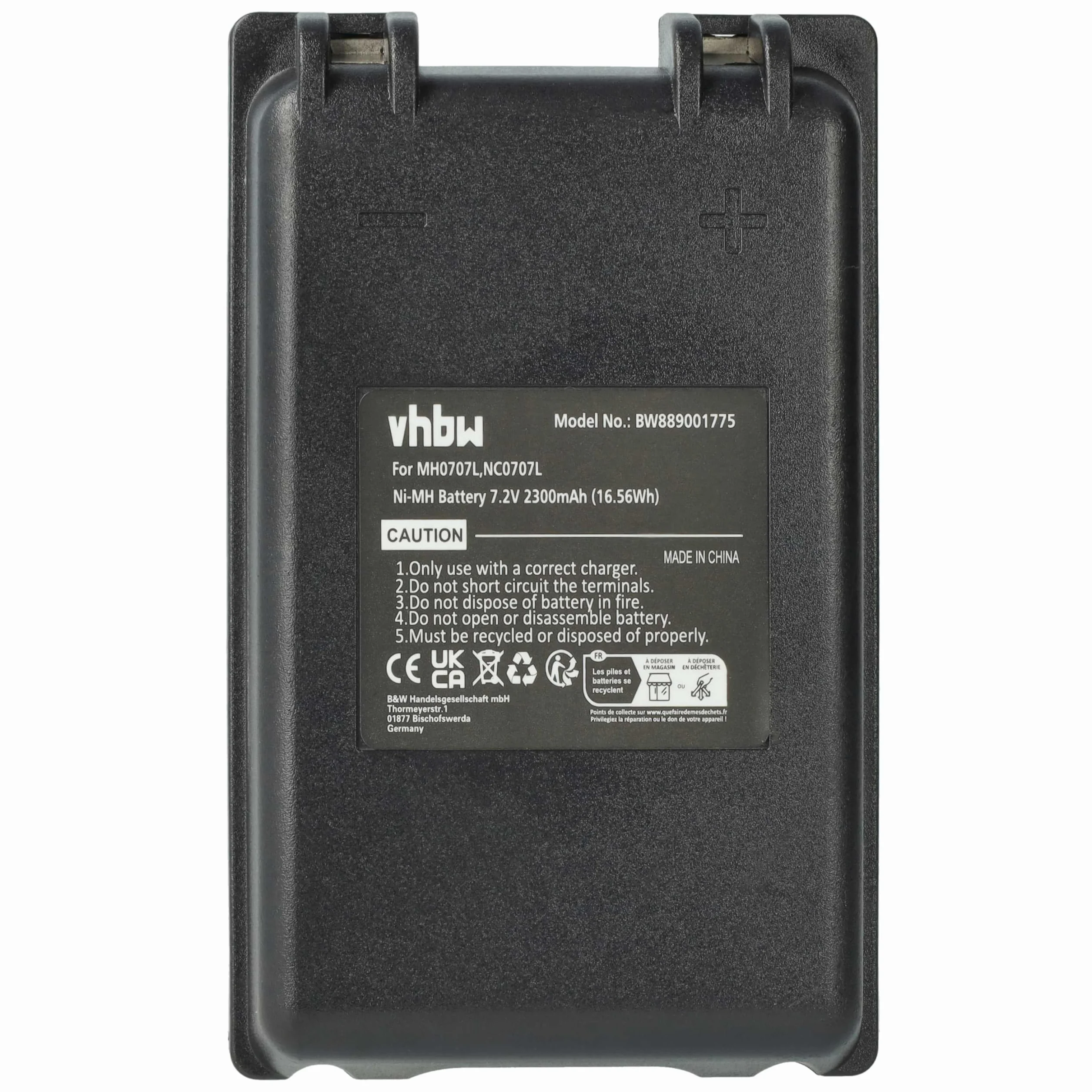 vhbw Batteria Compatibile Autec UTX97 CB71.F FUA10 Radiocomando Industriale Telecomando 2300mAh 7,2V NiMH Nero