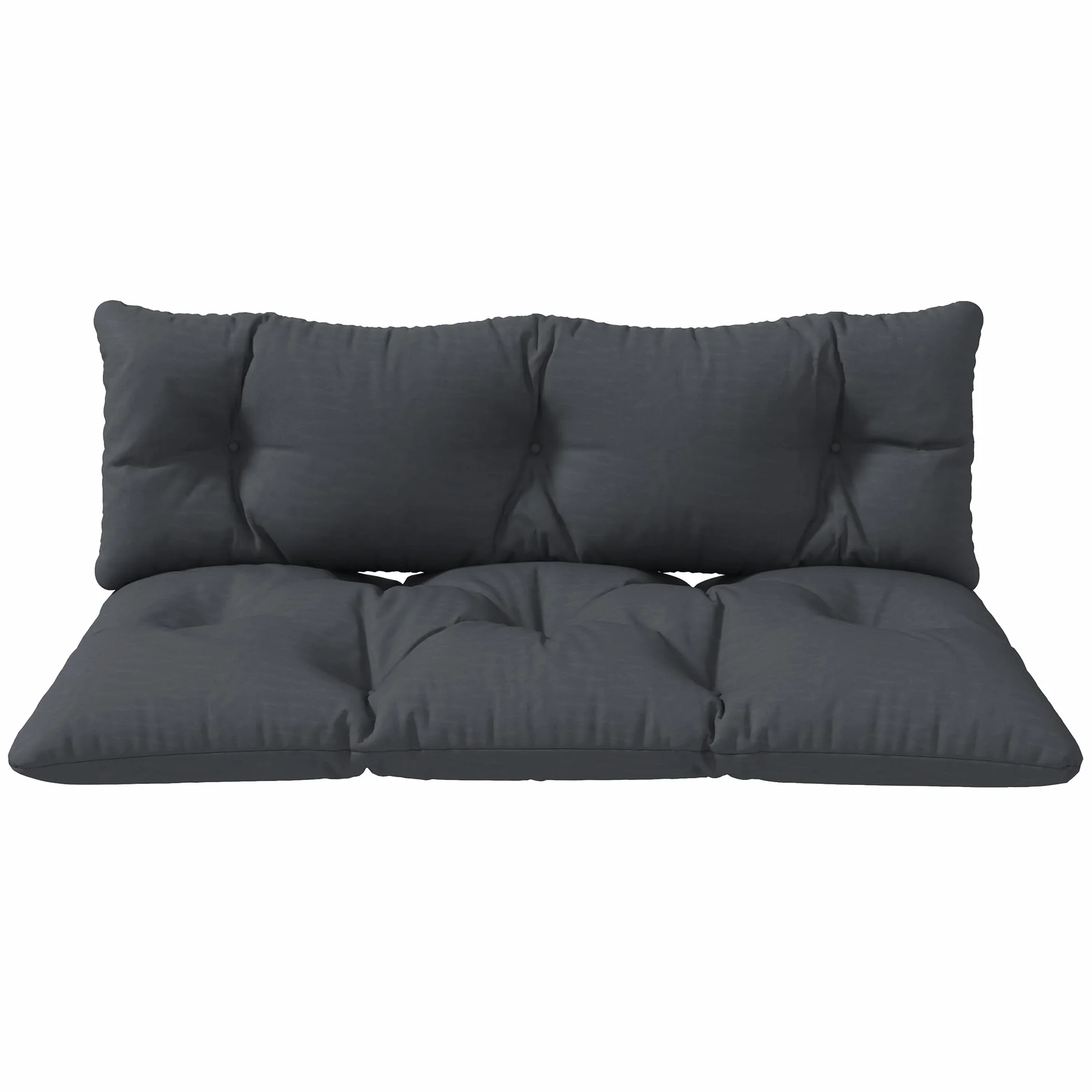 Outsunny Set 2 Pezzi Cuscini per Pallet per Schienale e Seduta con Imbottitura Spessa, Cuscini per Divano in Poliestere, per Interno ed Esterno, 120x60 cm, Grigio Carbone