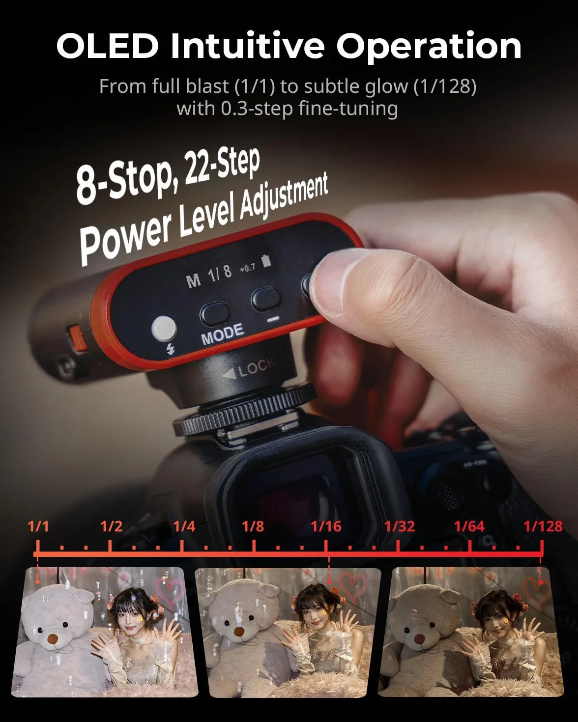 SMALLRIG RS20 Mini Speedlite Flash, fotocamera portatile Flash con batteria 2000 mAh, 12 flash indice, ricarica USB-C