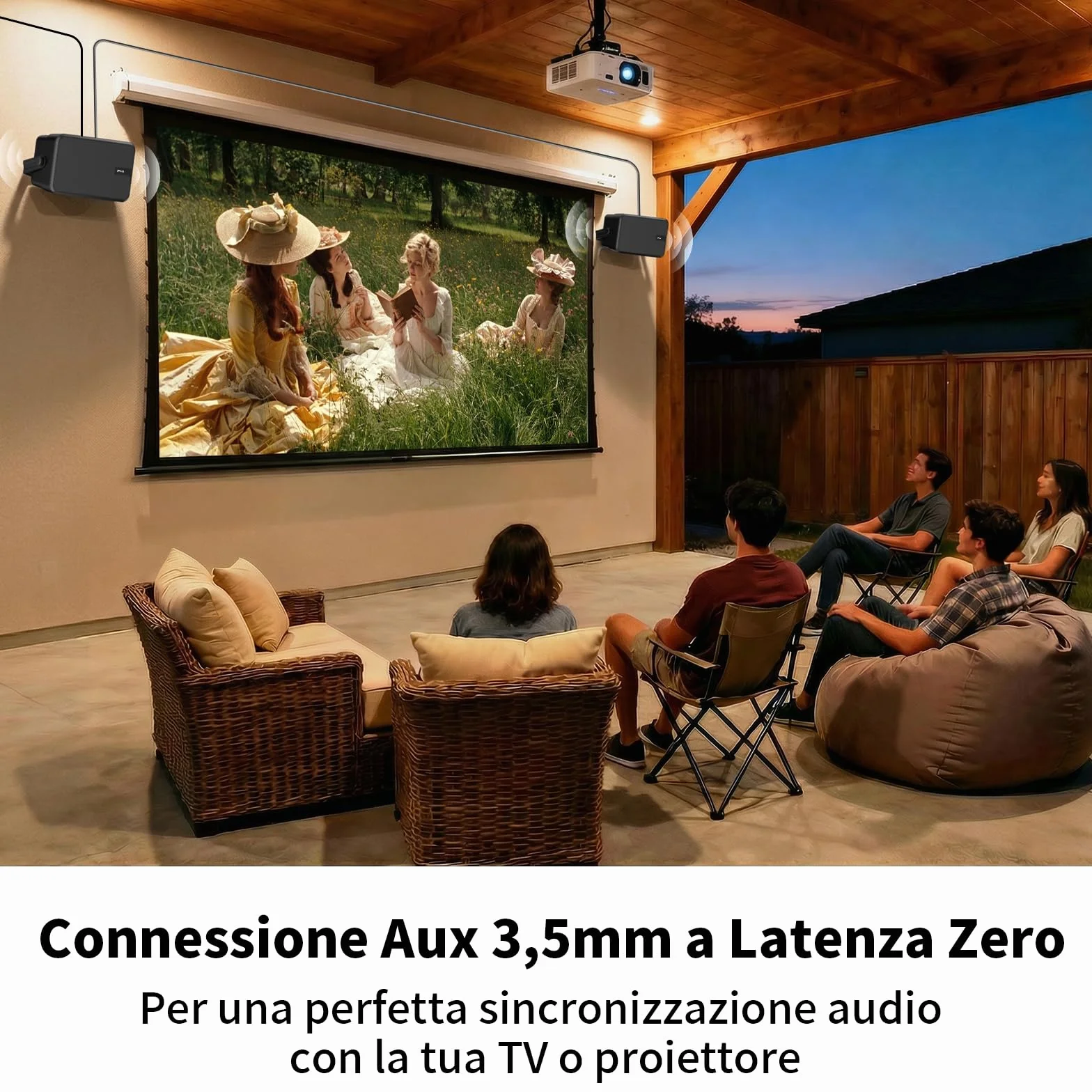 Casse Bluetooth da Esterno Attive + Passive con Amplificatore Integrato, Supporto Bluetooth e Aux, Confezione da 2 (MZ-622)
