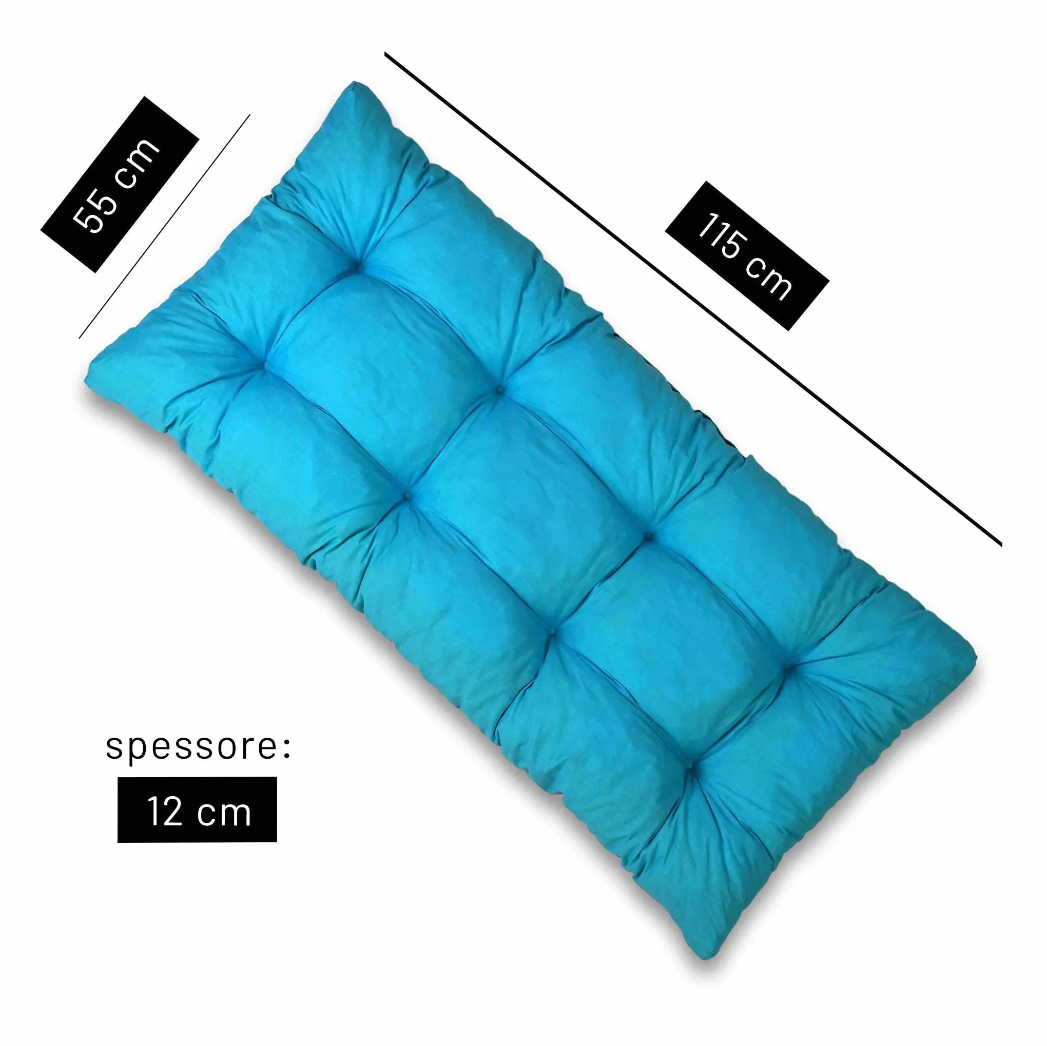 TECNOWEB Cuscino imbottito per Poltrona Sdraio Relax (115x55x21cm) - 100% Made in Italy - Ricambio Ideale per Interni ed Esterni (Giardini, Cortili, terrazzi) - Disponibili Diversi Colori