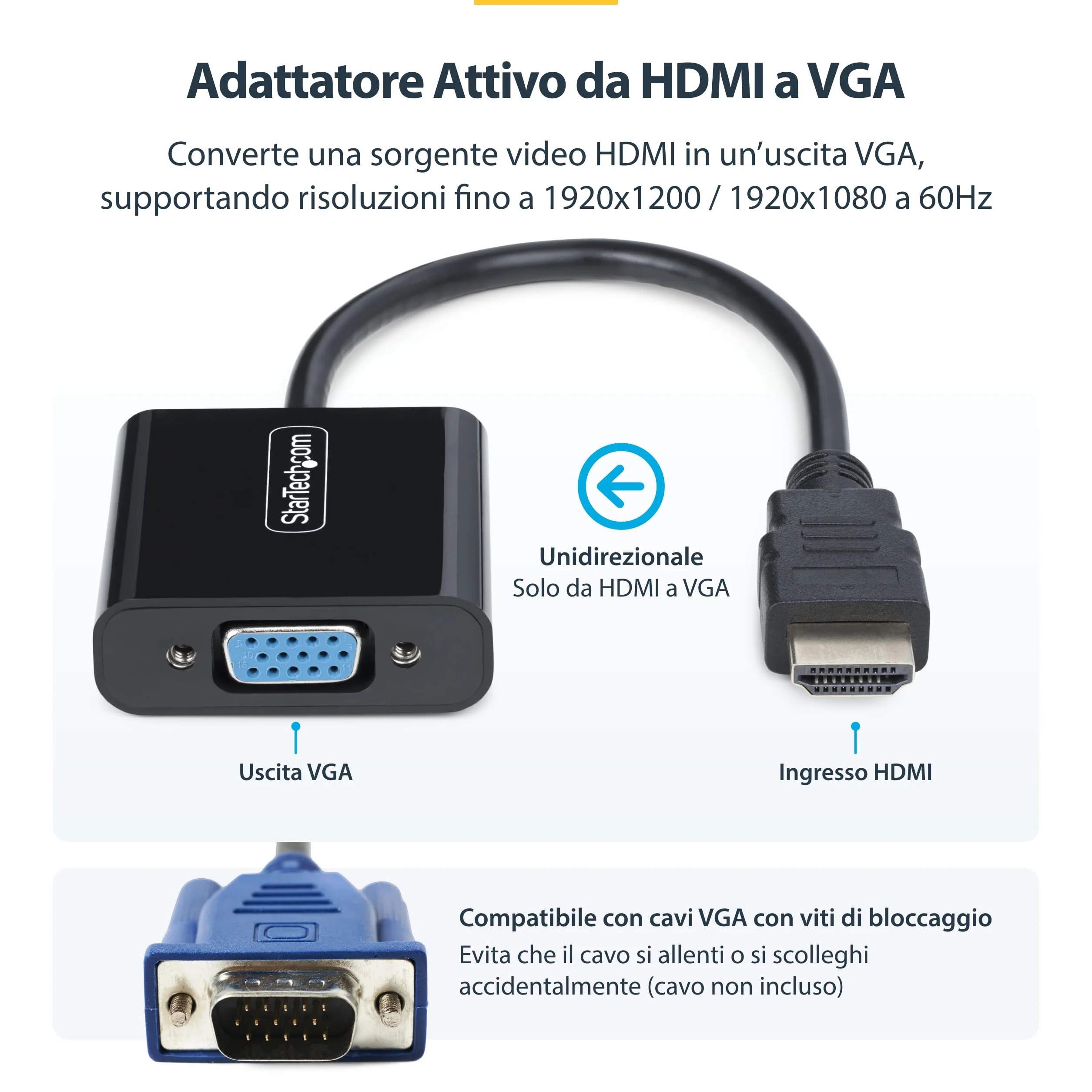 StarTech.com Adattatore HDMI a VGA Convertitore Video Attivo 1080p