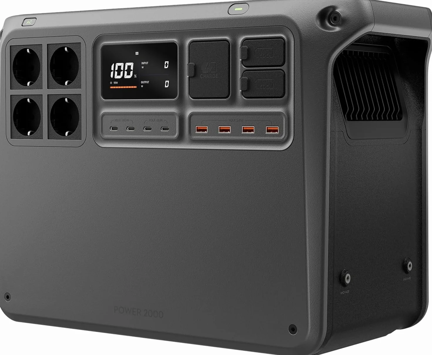 DJI Power 2000 generatore di corrente portatile, centrale elettrica portatile, batteria LFP da 2048 Wh, uscita stabile da 3000 W, ricarica 0-80% in 45 min, power station per casa, campeggio e camper