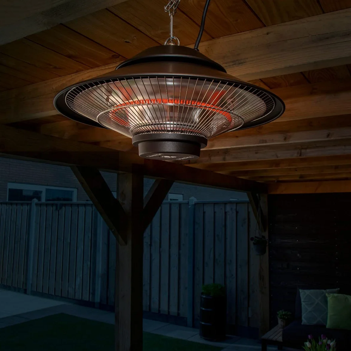 VONROC Stufa da Esterno a Infrarossi Ustica 1500W, Riscaldatore a Soffitto IP44 con Telecomando