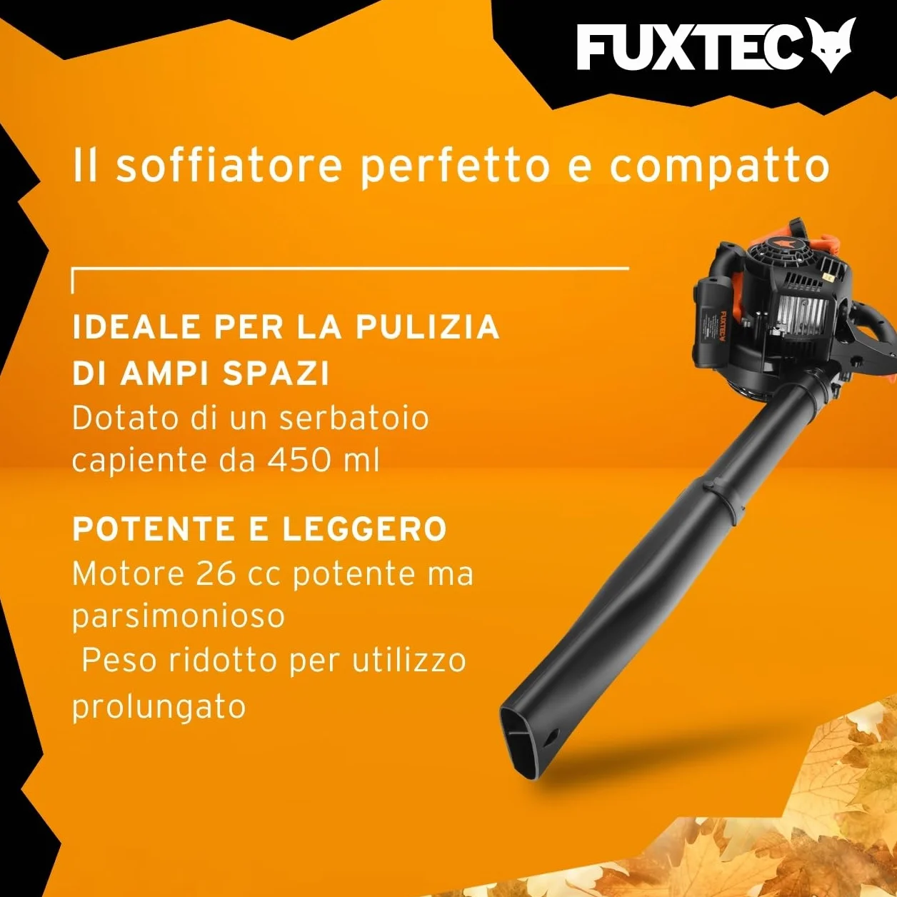 FUXTEC Soffiatore a Scoppio LB126ECO - Potente Soffiatore a motore da 26cc con Velocitàsoffiaggio di 216km/h a miscela di benzina 2 tempi