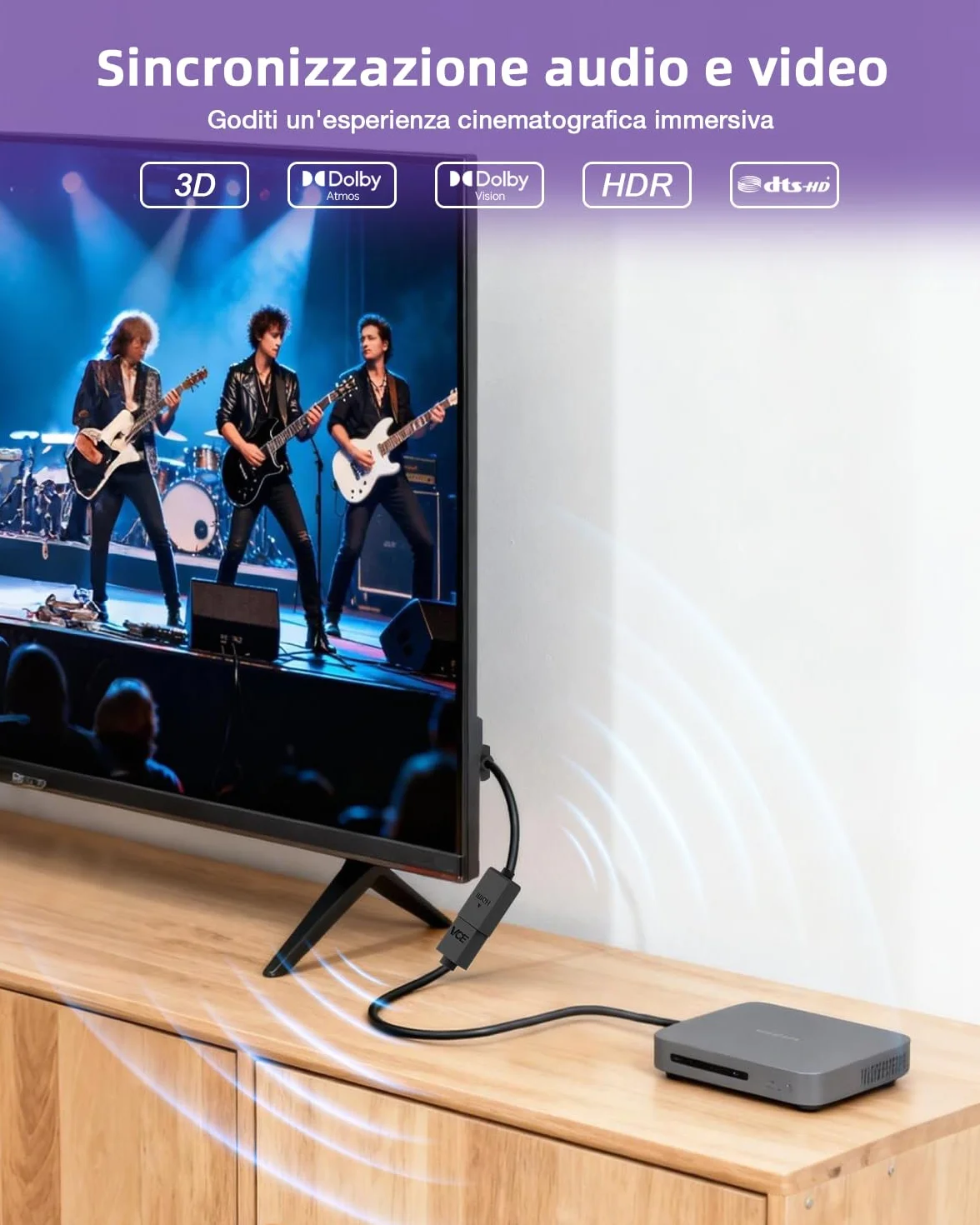 Prolunga HDMI Maschio-Femmina Alta Velocità 14 cm Cavo Corto Adattatore 4K per TV Stick Dispositivi HDMI