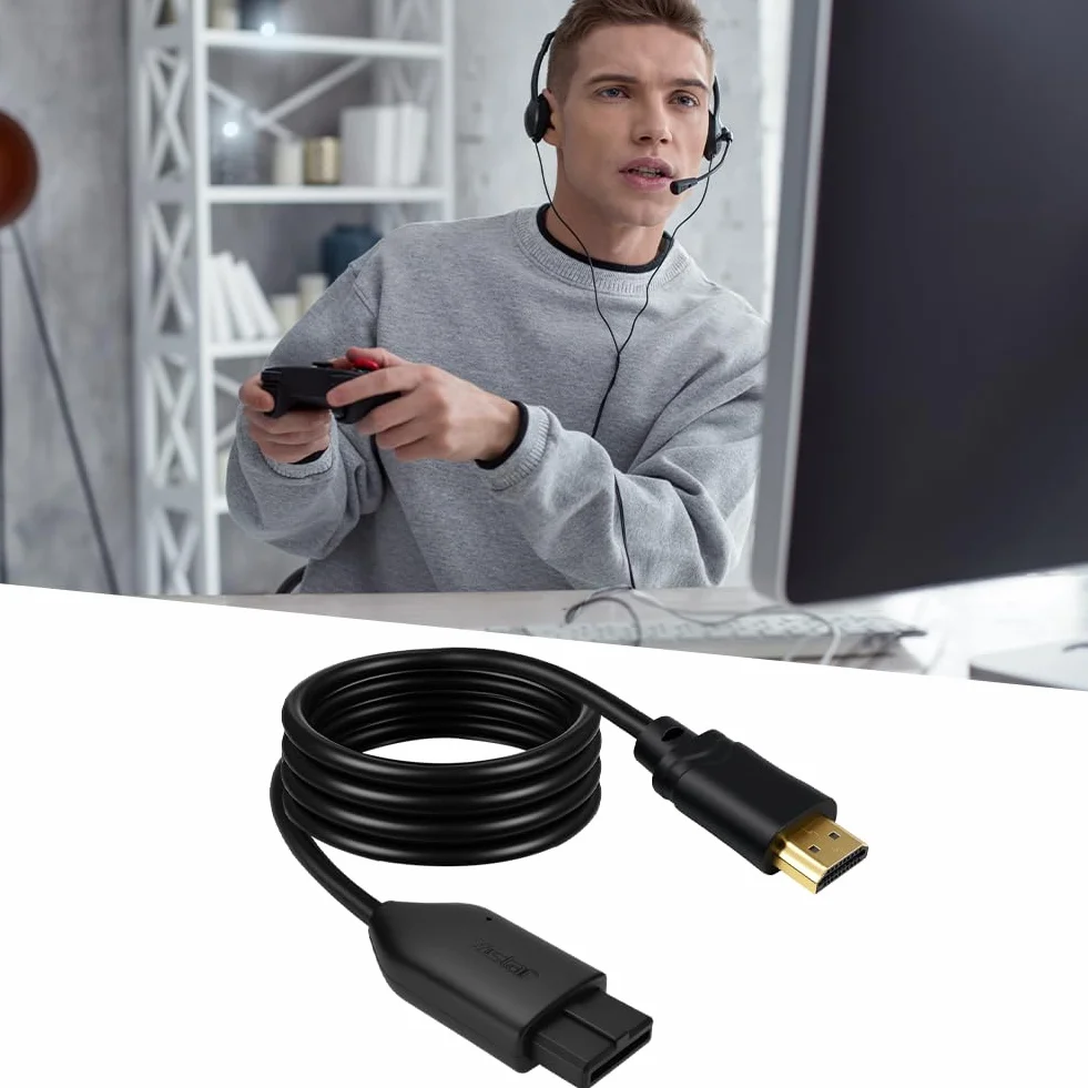 AXFEE Adattatore HDMI N64, Compatibile N64/NGC/SNES, Cavo 150 cm, Convertitore HD per Console, Plug and Play, Czarny