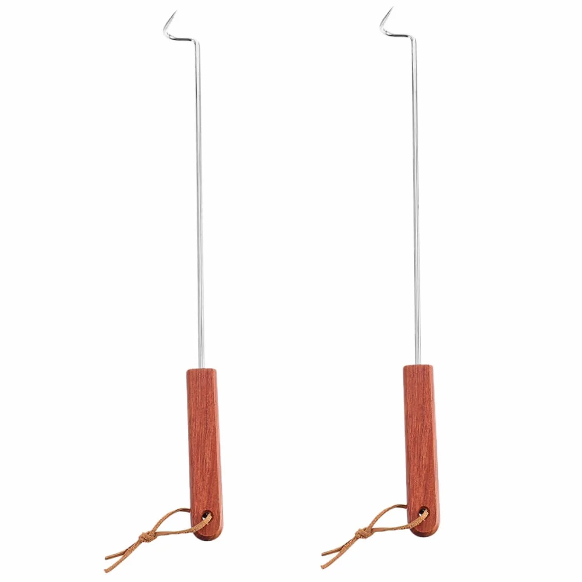 MAGICLULU 2pezzi Ganci Per Carne Acciaio Inossidabile Con Manico Legno Utensile Per Barbecue E Grigliate Forchetta Per Carne Strumento Pratico Per Cucinare E Grill