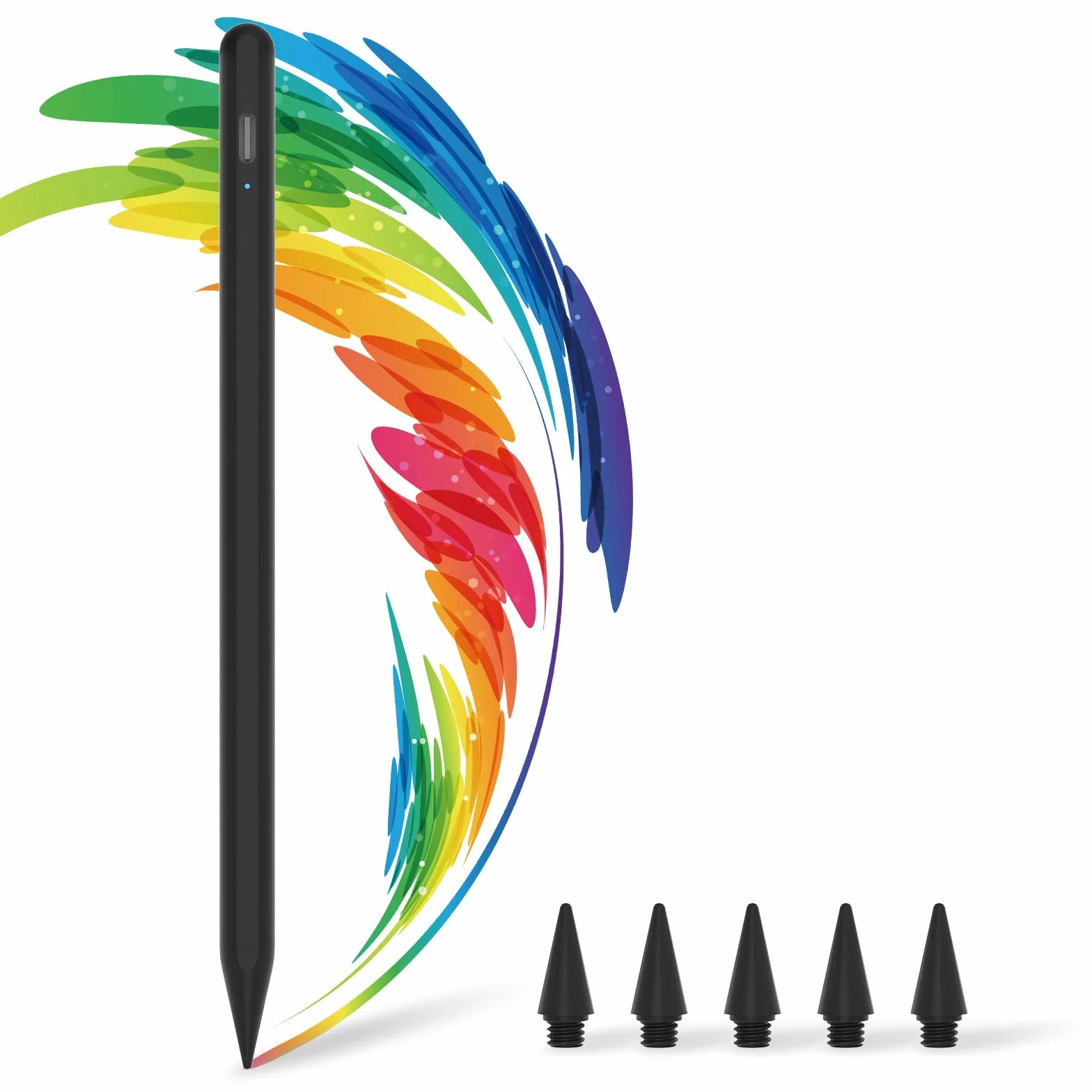 BQSS Penna iPad Compatibile 2018-2025, Rigetto Palmo Inclinazione, Pennino Capacitivo iPad Pro 12.9/11/13 M4 Air 5/4/3/11 M2 Mini 6/5 10/9/8/7/6 Nero