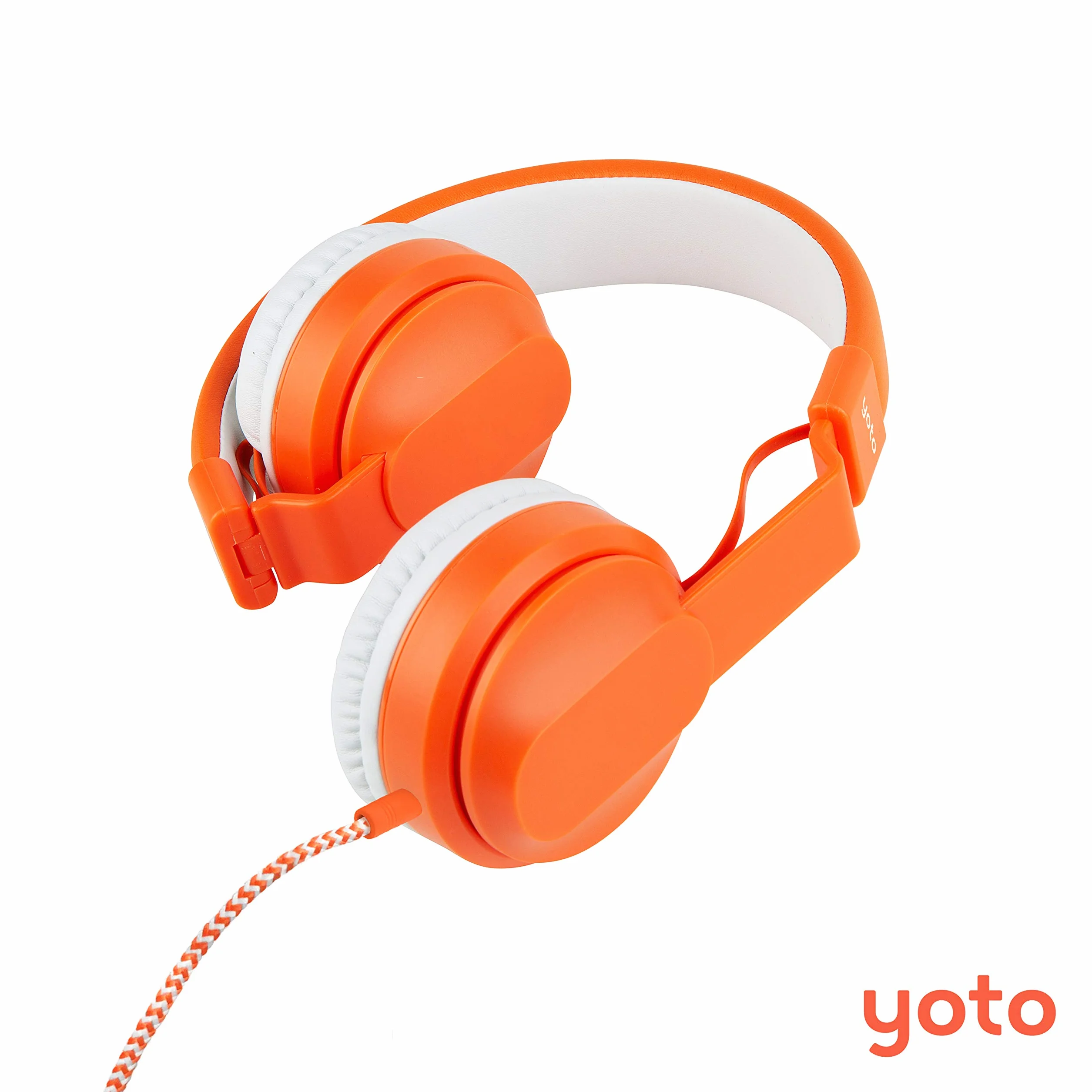 YOTO Cuffie cablate arancione regolabili con limitazione del volume borsa da viaggio