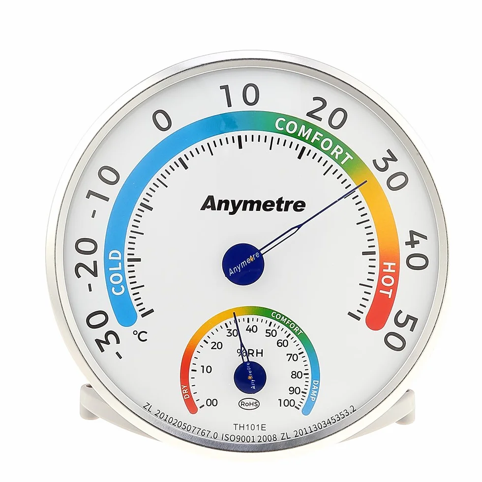Termometro Igrometro analogico 2 in 1 interno esterno, senza batterie, con supporto, per casa e serra