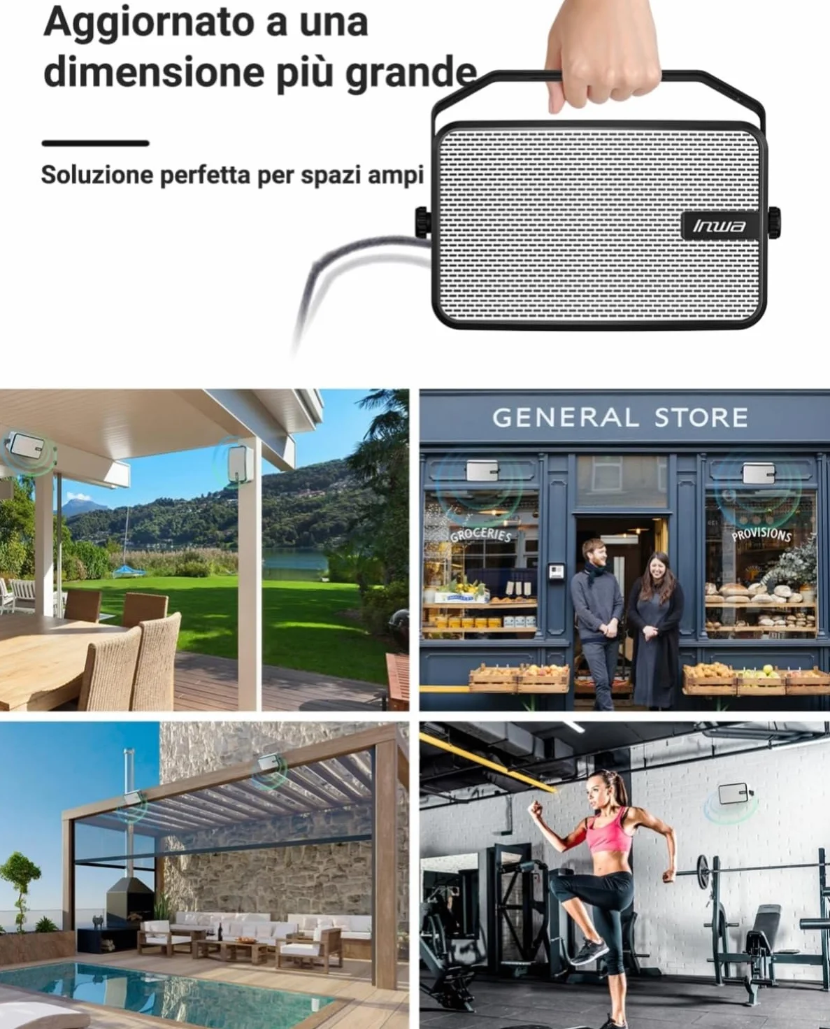 Inwa Cassa Bluetooth Esterni 400W IPX5 Impermeabile Wireless Sistema Audio 2 Pezzi Sync Speaker 2025