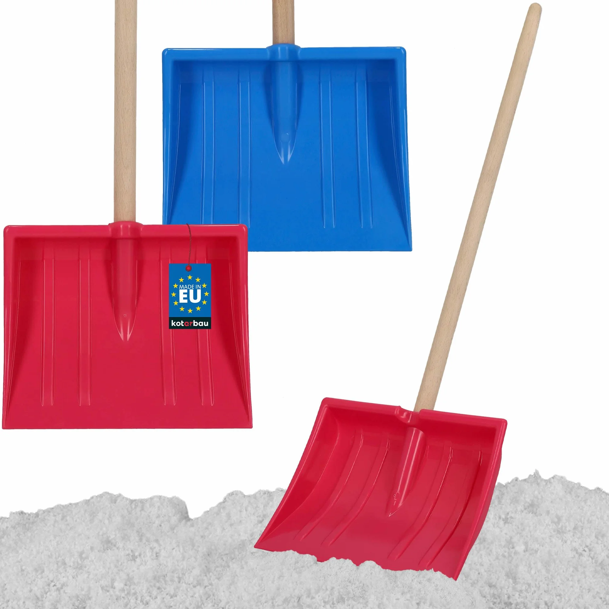 KOTARBAU® 2 pezzi Pala da Neve per Bambini - Plastica - 25x20 cm - Rosa & Blu - Badile con Manico Legno - Paletta Neve Bambini - Mini Pala - per Giocare All'Aperto
